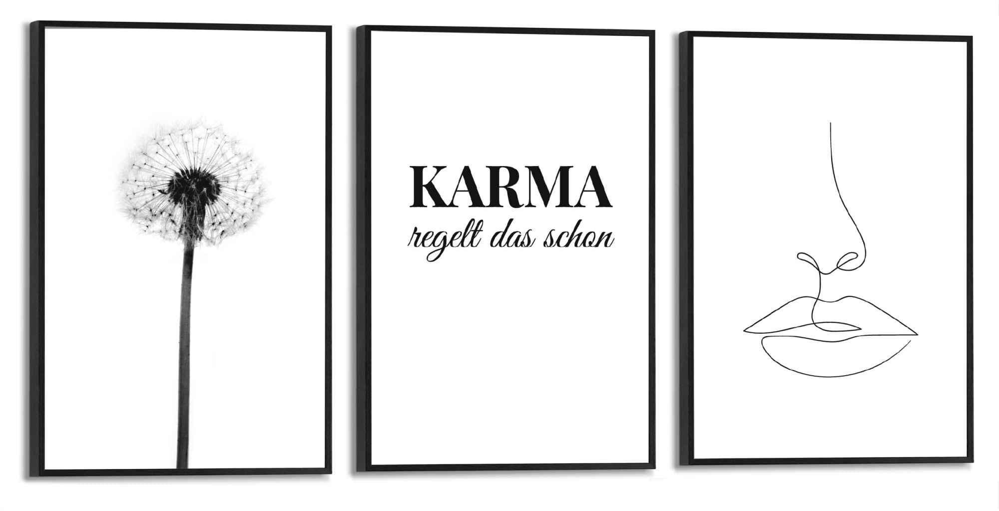 (3 Set Modern Art kaufen Pusteblume Reinders! Wandbild - »Wandbilder Linienzeichnung Stylisch«, - Kunst, St.)