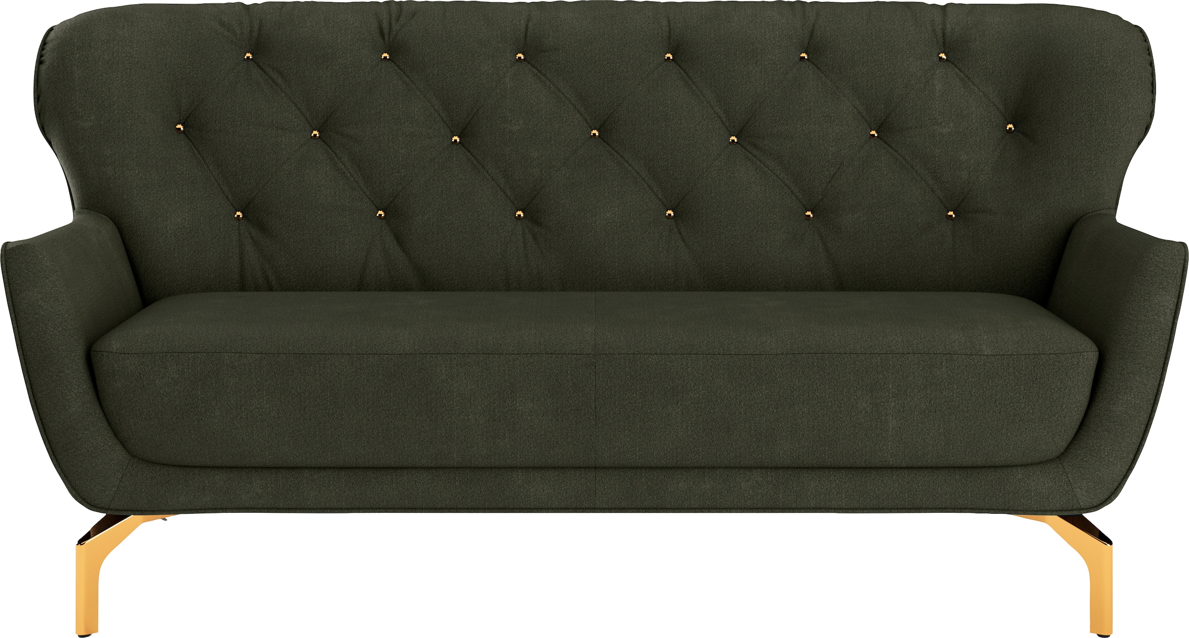 sit&more 3-Sitzer »Orient 3« inkl. 2 Zierkissen mit Strass-Stein, goldfarbene Metallfüsse