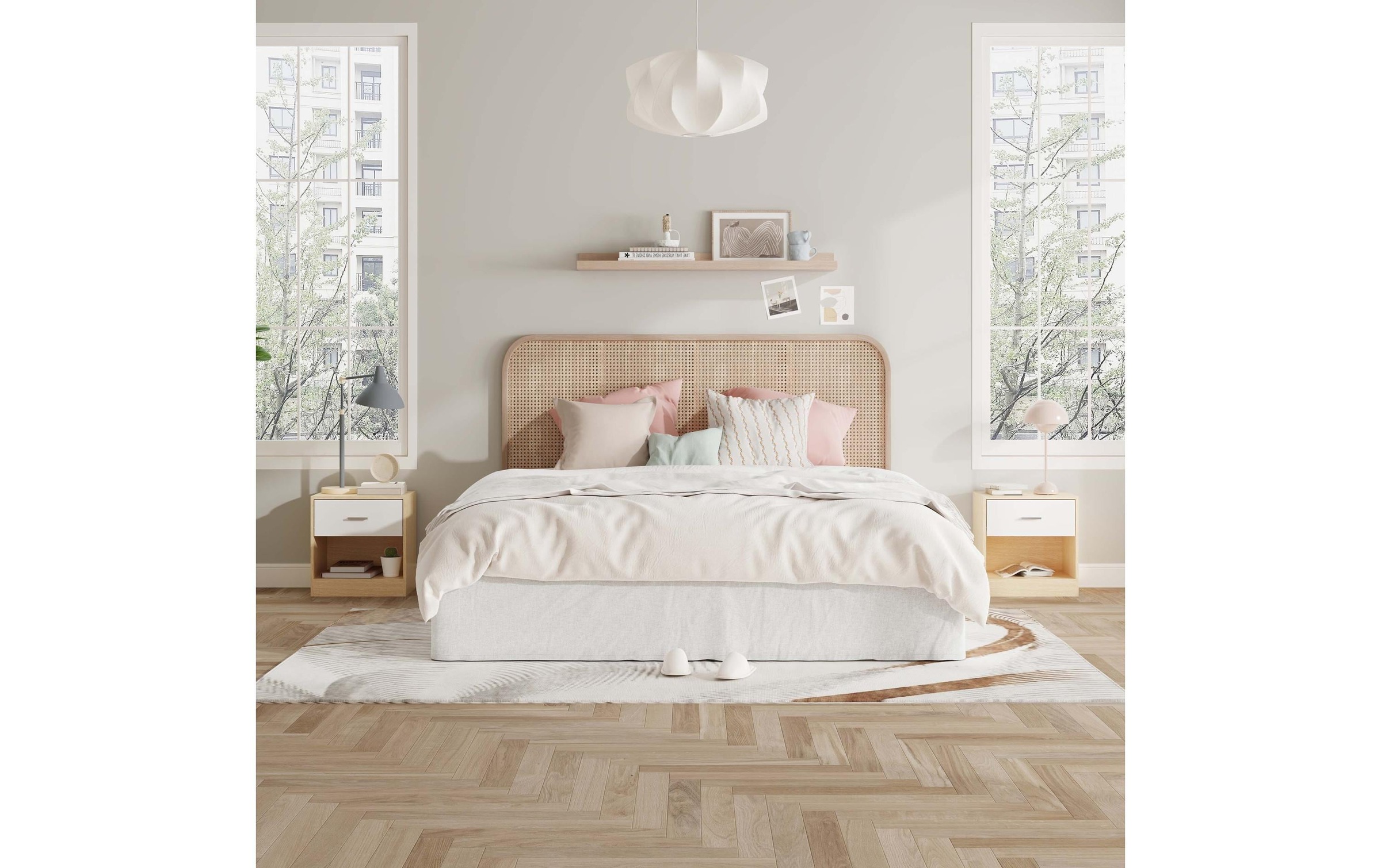 relaxdays »relaxdays Nachttisch 39 x 41 cm,  Weiss/Braun ,  2er Set«