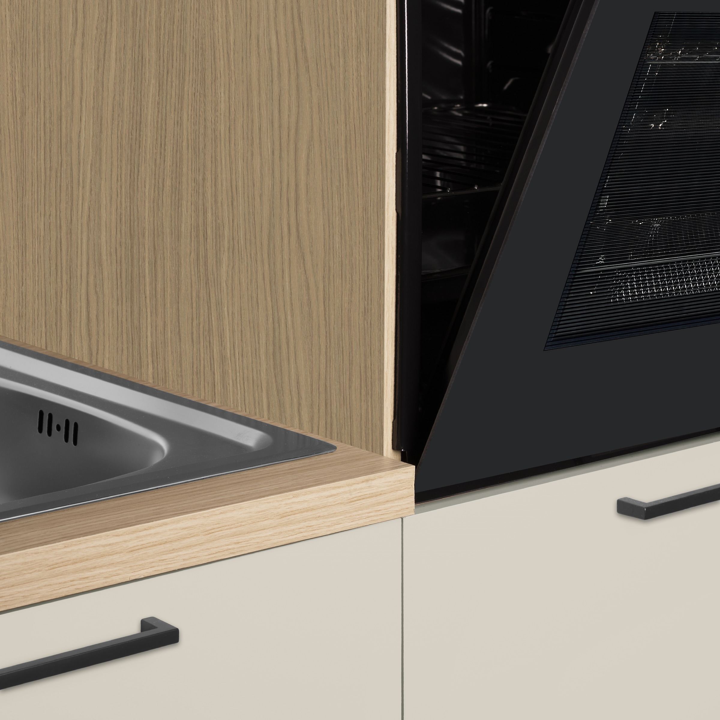 KOCHSTATION Kitchenette »Luna, Küchenzeile mit Spüle + Siphon, ohne E-Geräte« Breite 182 cm,Türen mit Soft-Close Funktion, Metalgriffe,Made in Italy