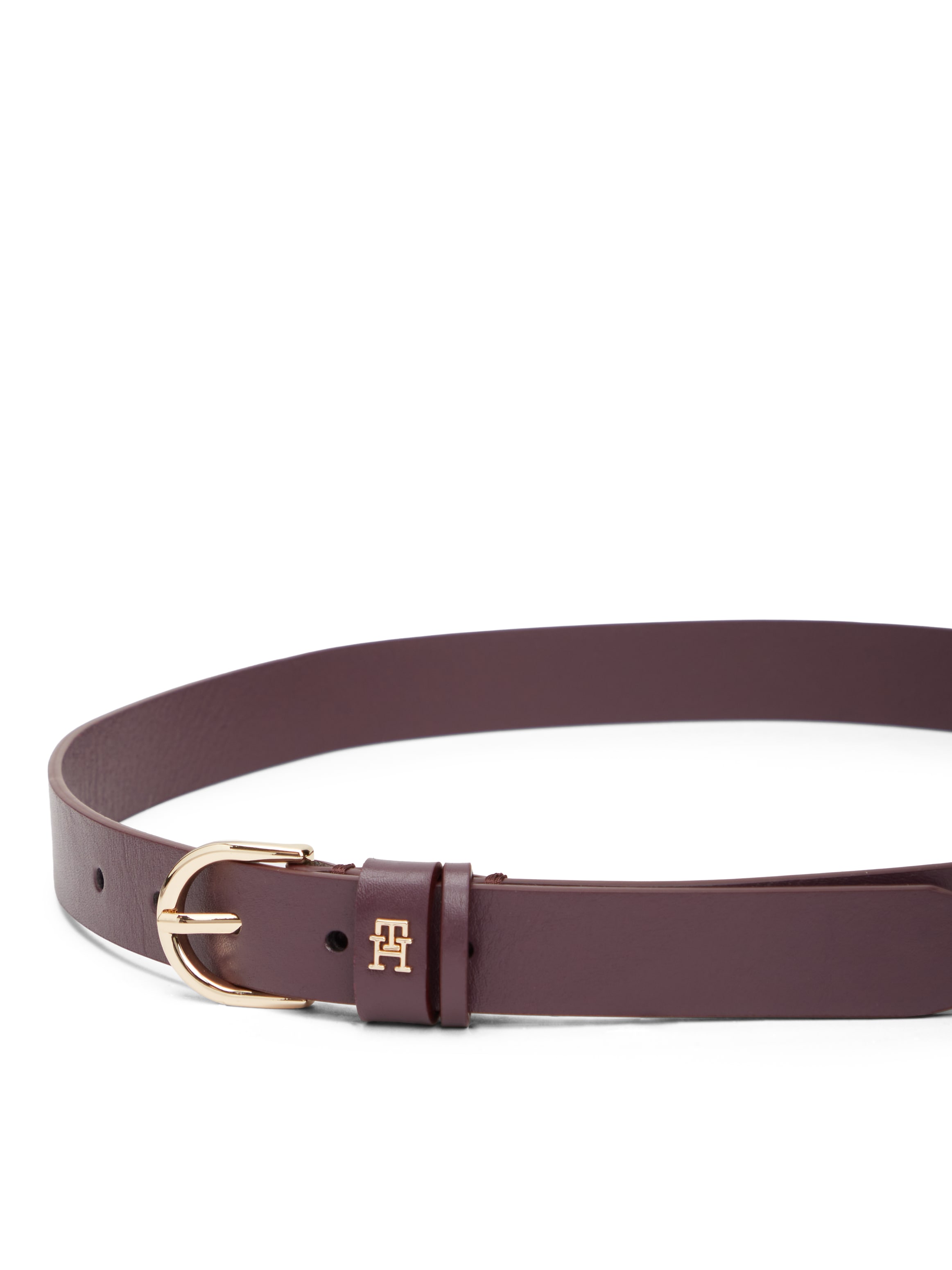 Tommy Hilfiger Ceinture en cuir »ESSENTIAL EFFORTLESS 2.5 cm breit GOLD« emblème logo, toucher doux, boucle ovale à simple ardillon