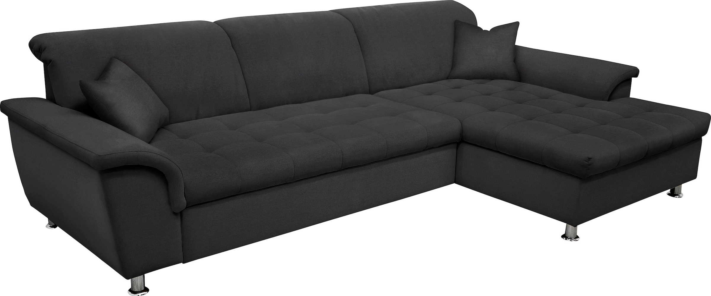 Image of DOMO collection Ecksofa "FRANZI 278x162 cm, L-Form, bequem, belastbar bis 140 kg/Sitz" Flachgewebe, graphite