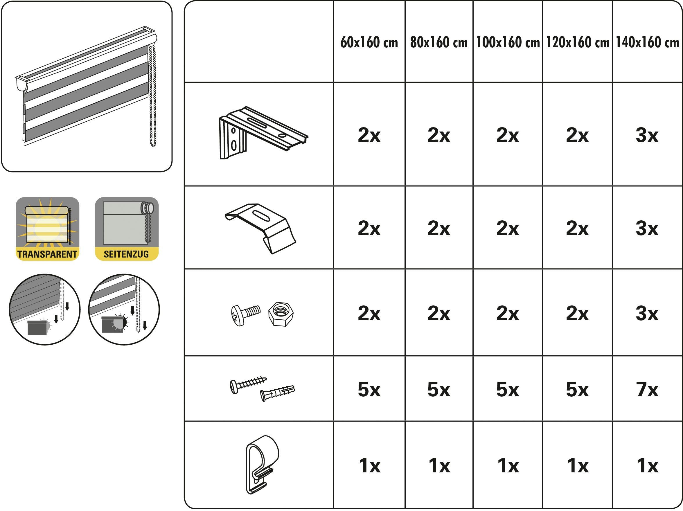 GARDINIA Doppelrollo »Doppelrollo mit Aluminiumkassette«, Lichtschutz, Sichtschutz, mit Bohren, freihängend, Hochwertige Optik und Staubschutz