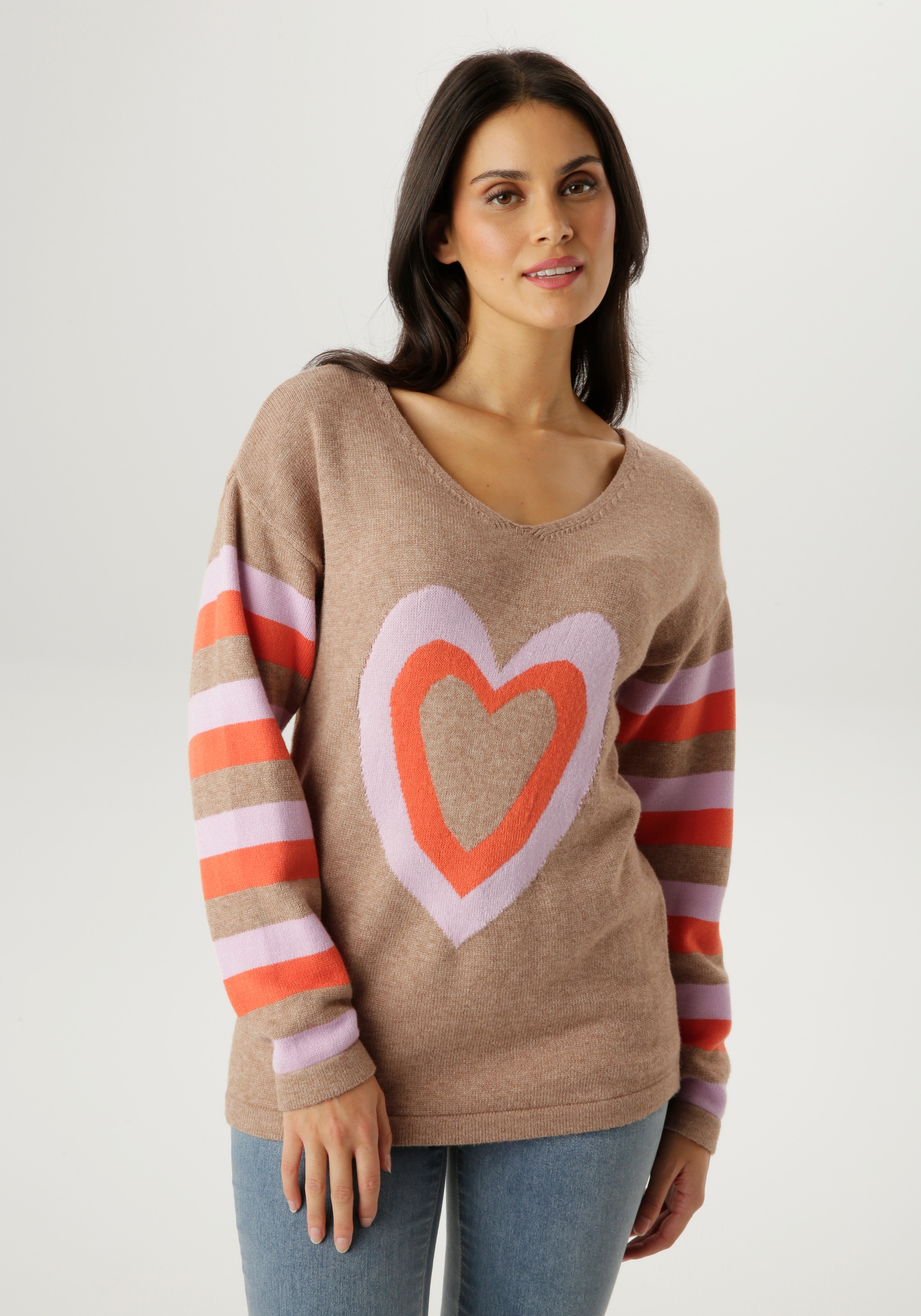 Image of Aniston SELECTED Strickpullover mit eingestrickten Herzen - NEUE KOLLEKTION