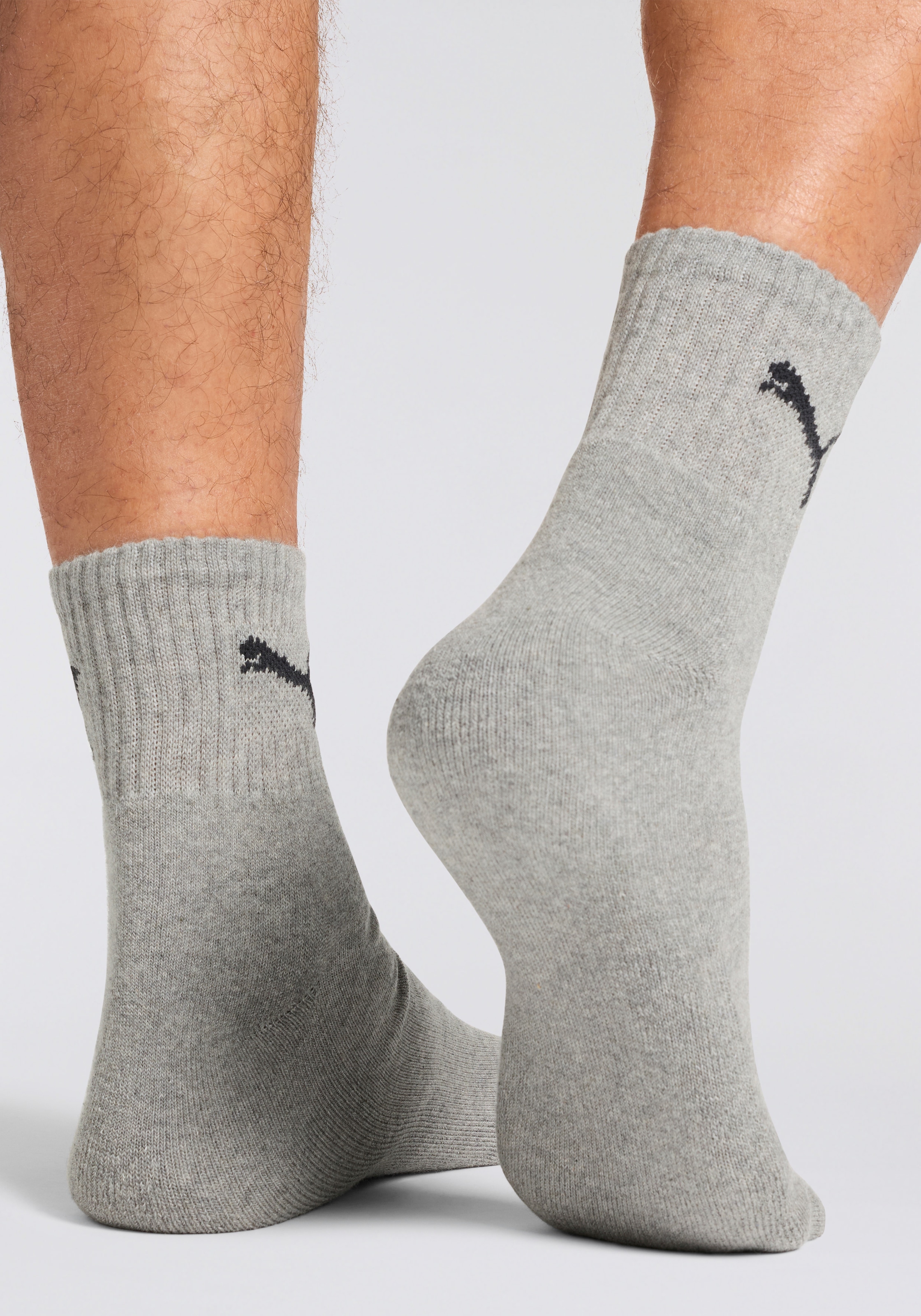 PUMA Sportsocken »short crew« 3 Stk. tlg. gepolsterte Frottee-Sohle, atmungsaktiv