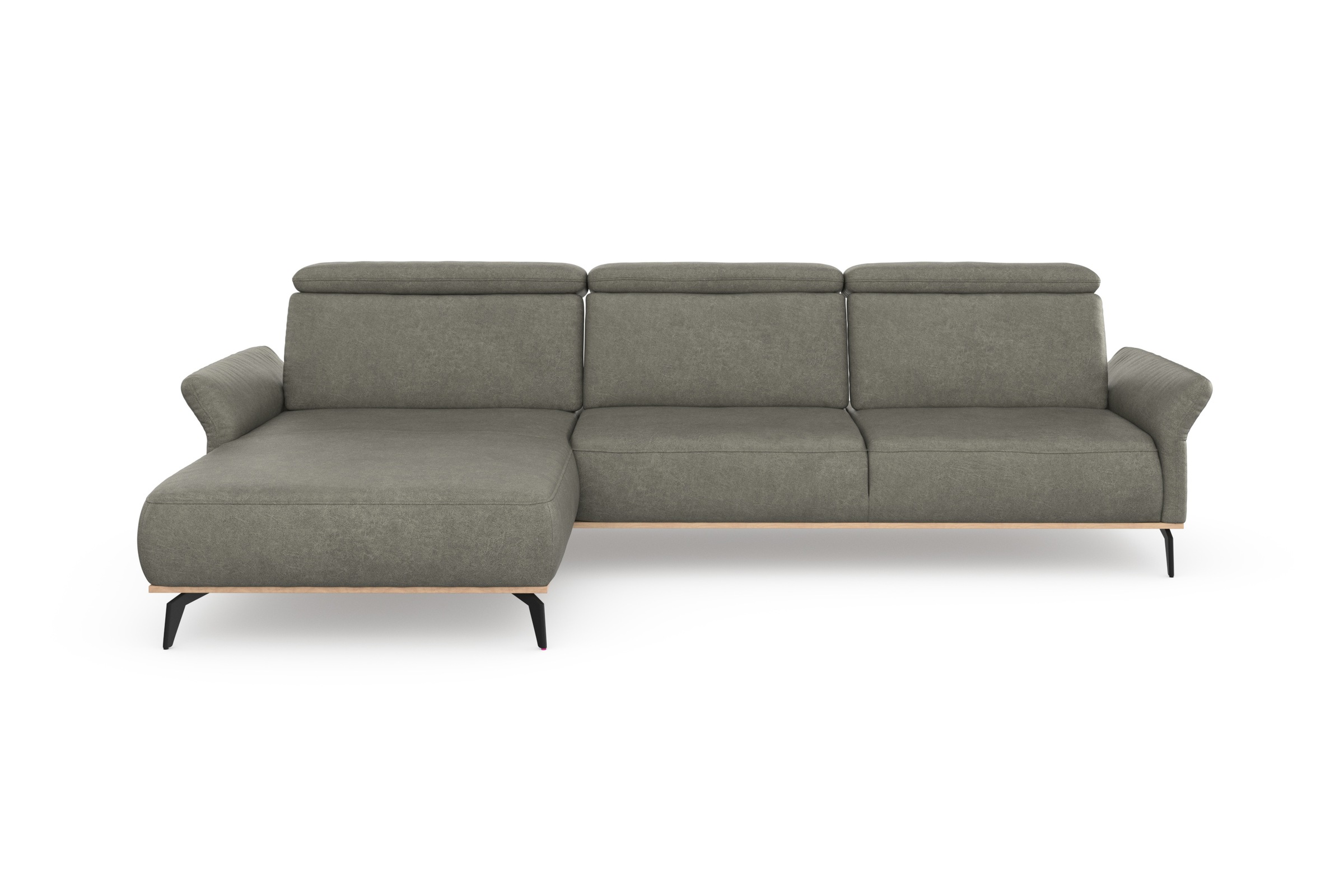 Places of Style Ecksofa »Fjord L-Form«, massiv, wahlweise mit Armlehnfunktion, Kopf- Sitztiefenverstellung