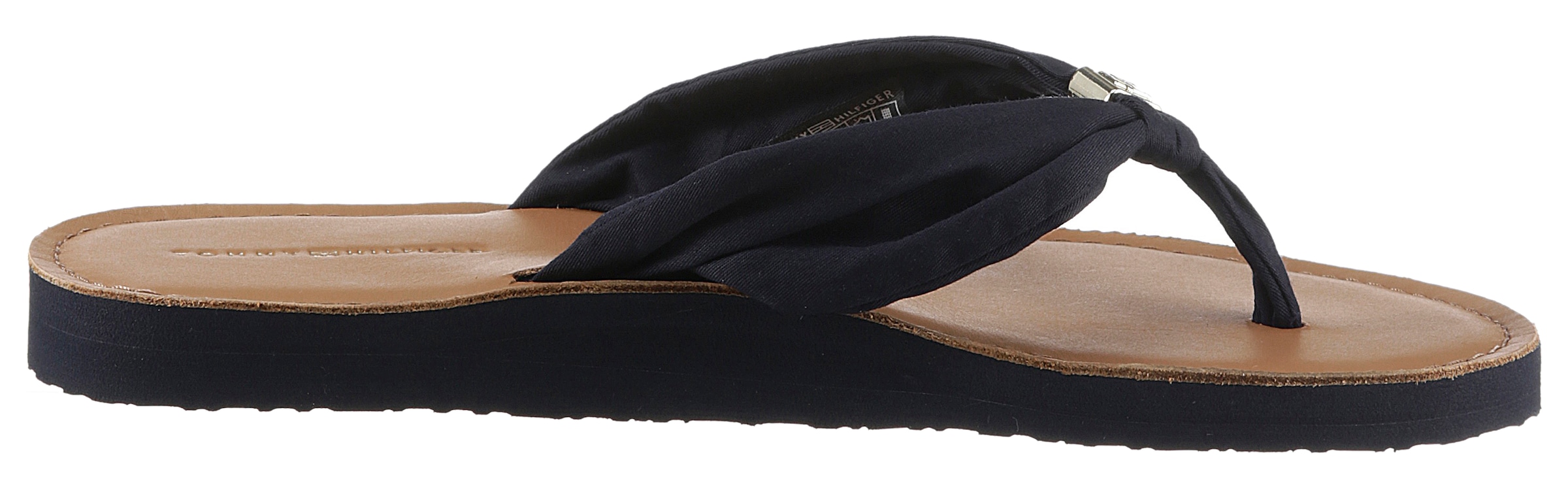 Tommy Hilfiger Zehentrenner »TH ELEVATED BEACH SANDAL«, Sommerschuh, Schlappen mit Label