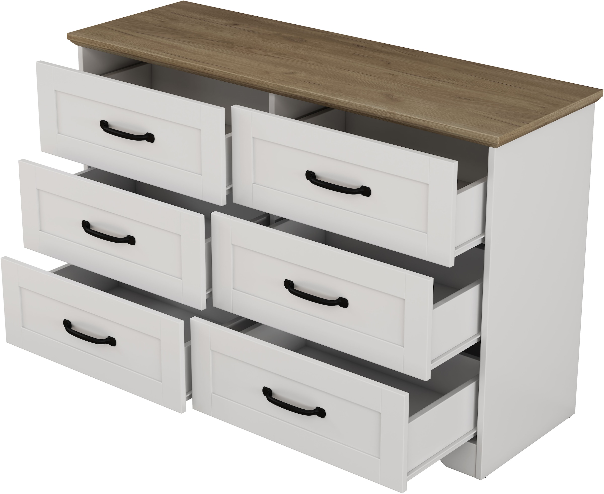 GOODproduct Schubkastenkommode »Emmilia Sideboard Schubladenschrank Wäscheschrank im Landhaus Design« Scandi Design mit 6 Schubladen für viel Stauraum im Schlafzimmer,  Schrankkommode in hochwertiger Qualität