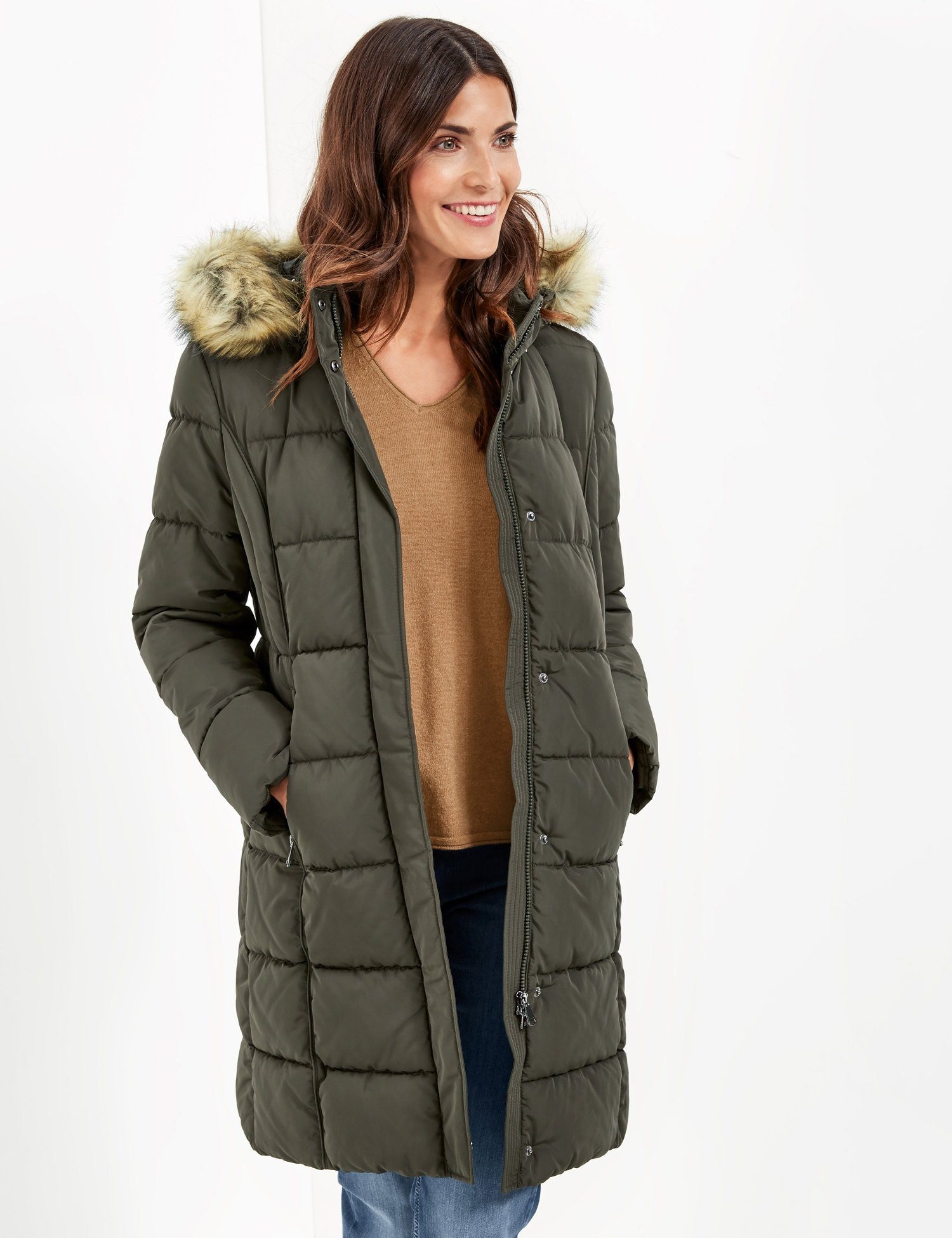 Mantel nicht Wolle »Steppmantel mit Webpelzbesatz«