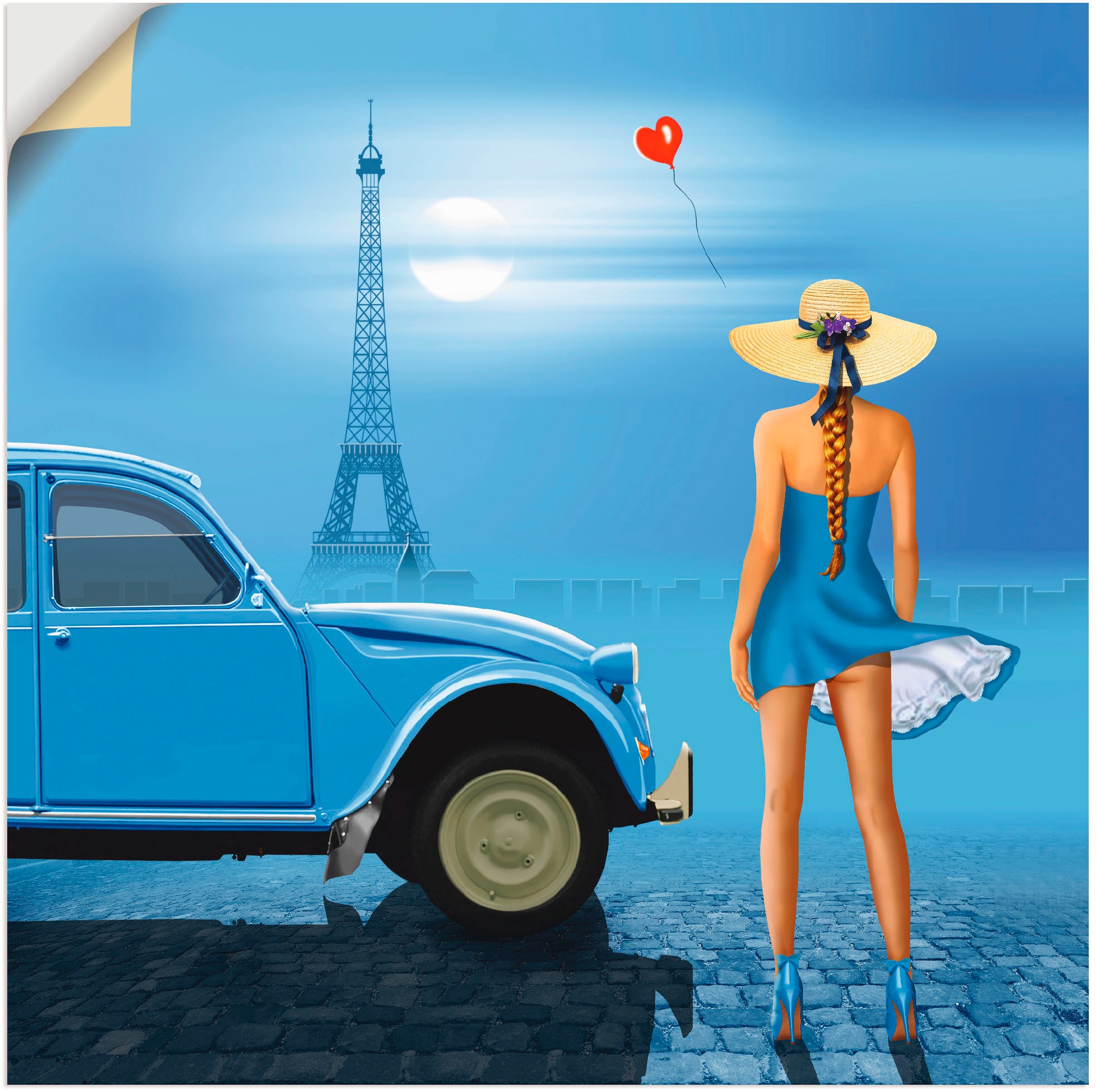 Image of Artland Wandbild »Französisch Blau«, Frau, (1 St.), in vielen Grössen & Produktarten - Alubild / Outdoorbild für den Aussenbereich, Leinwandbild, Poster, Wandaufkleber / Wandtattoo auch für Badezimmer geeignet bei Ackermann Versand Schweiz