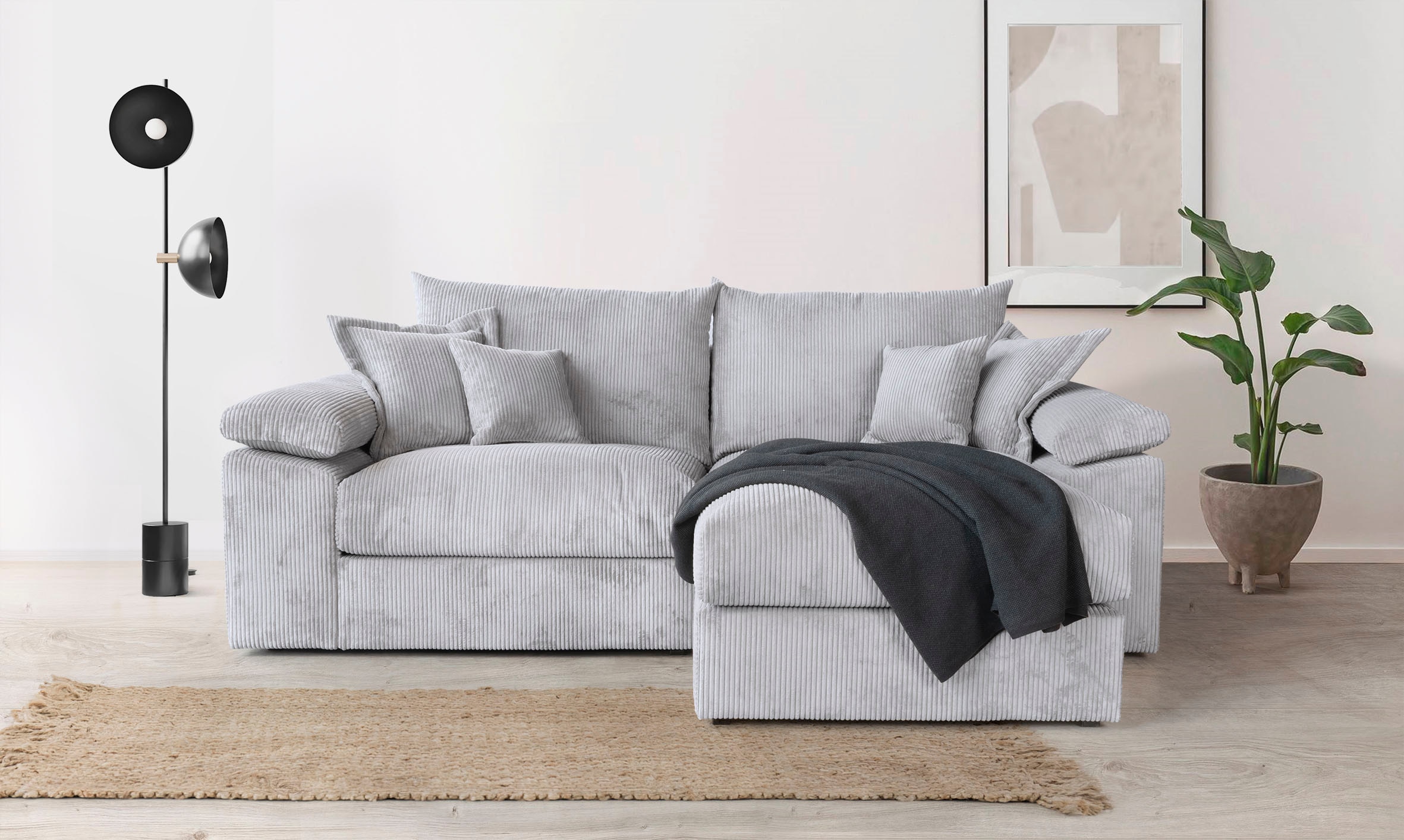 Home affaire Ecksofa »Soft&Cosy XL L-Form - Breite 246 cm«, Mega-Sofa, in Cord, Federkern-Polsterung