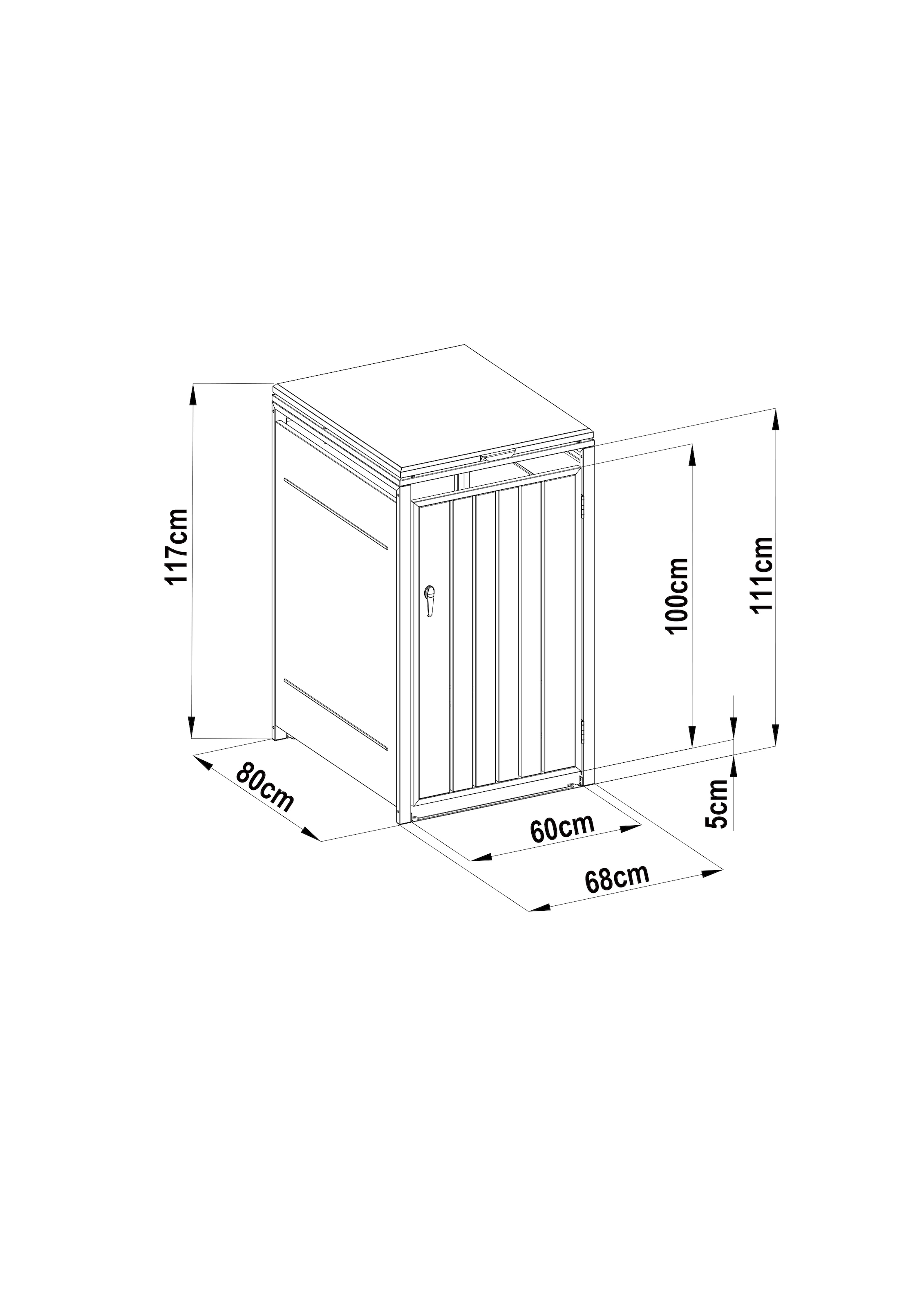 KONIFERA Coffre à poubelles »Bilbao Premium, Metall pulverbeschichtet 120-240L« couvercle avec vérin à gaz, verrouillable, 120-240L LxPxH : 68x80x117 cm