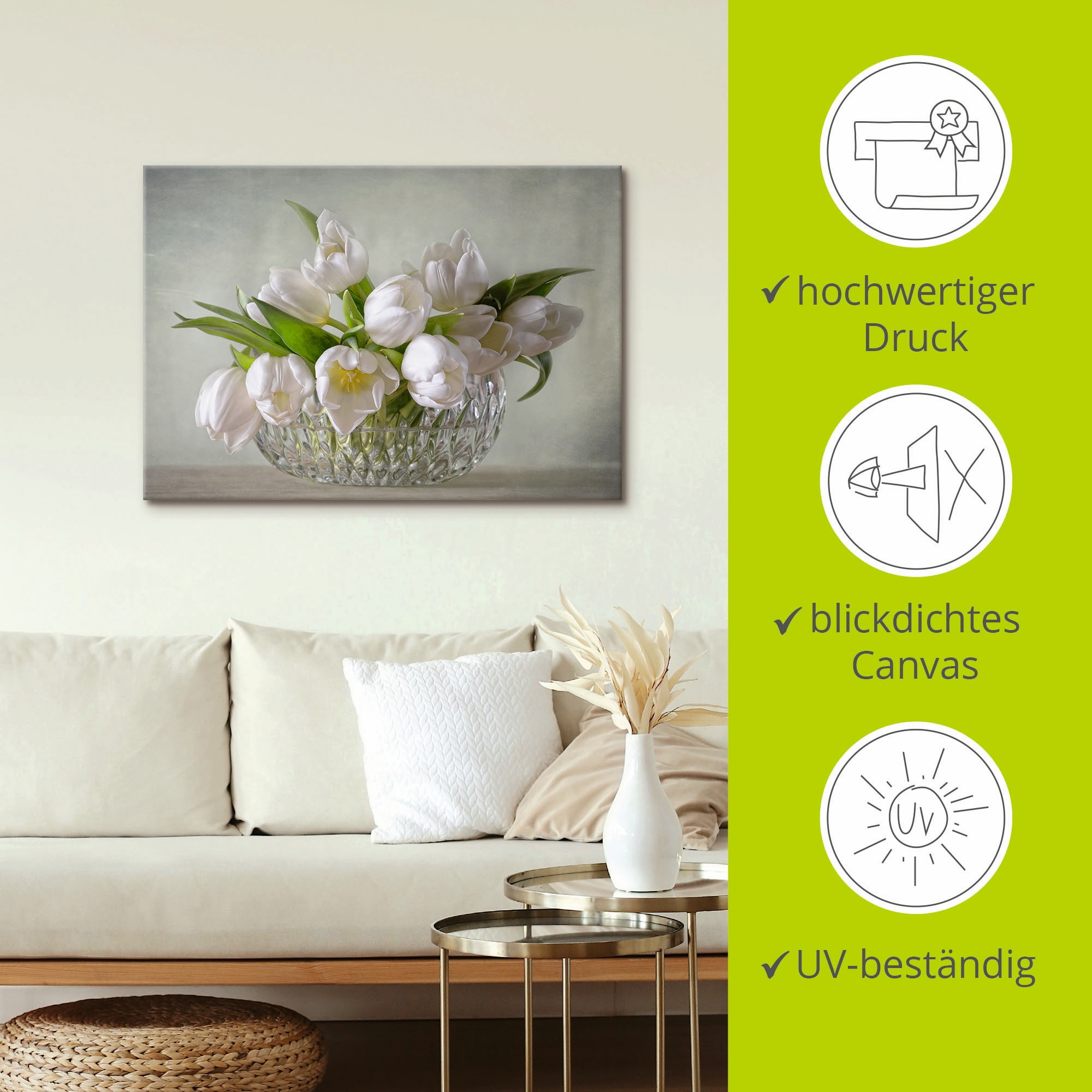 Artland Fresque murale »Weisse Tulpen« 1 cuis tlg. als Leinwandbild, Poster in verschied. Grössen