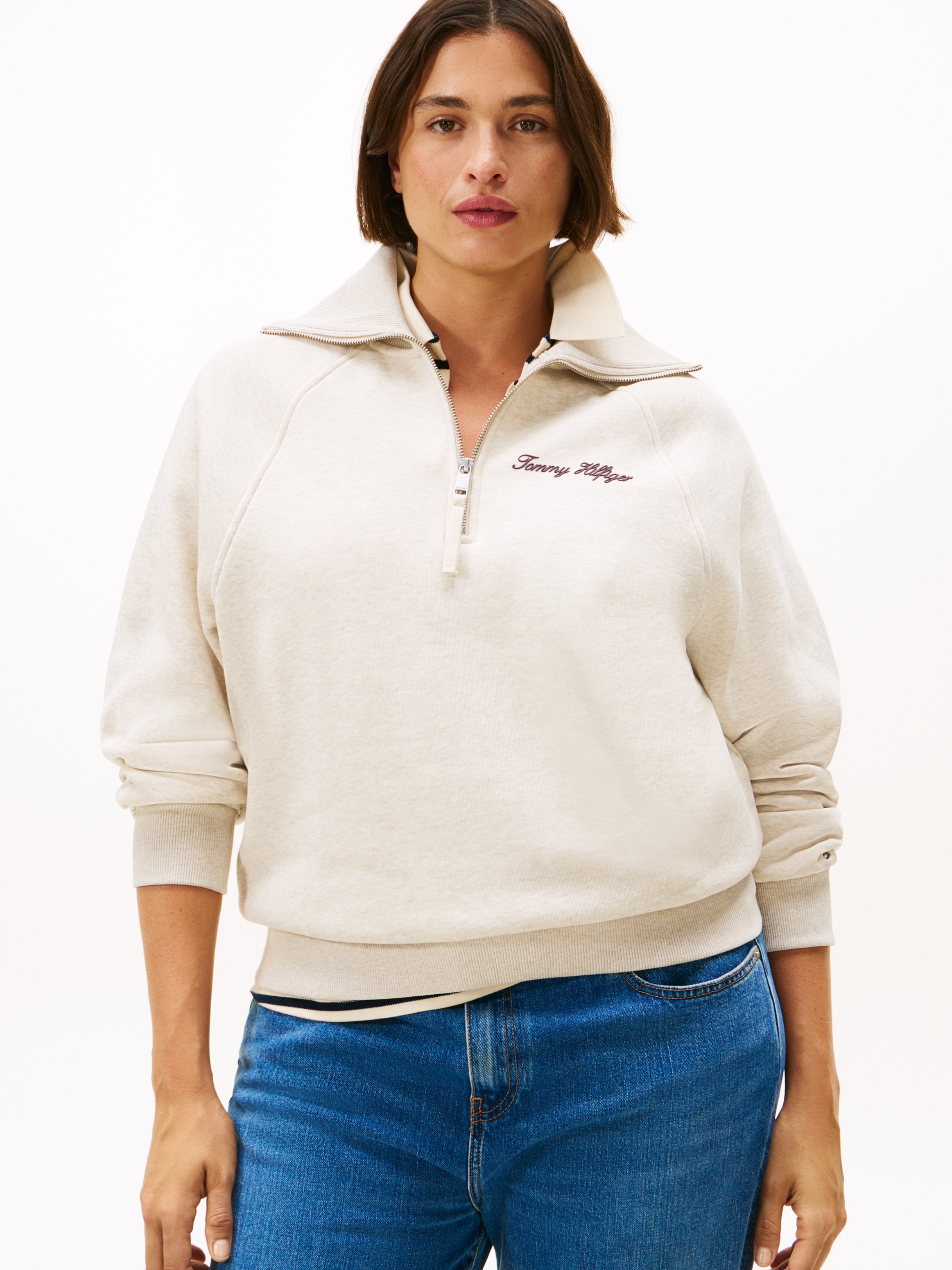 Image of Tommy Hilfiger Curve Sweatshirt "CRV CLASSIC SCRIPT FLEECE 1/2ZIP", in grossen Grössen