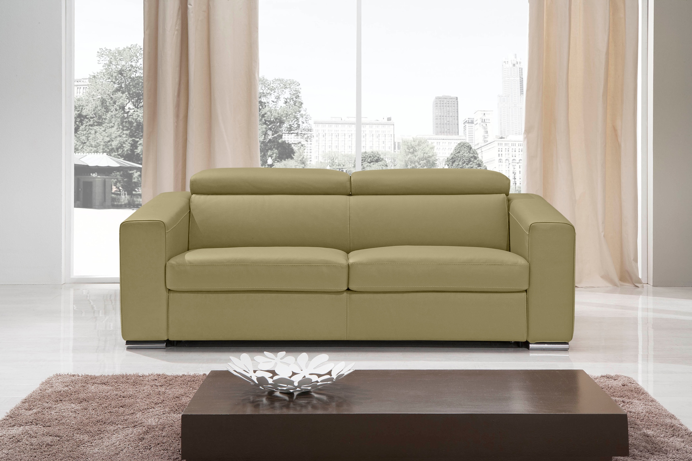 Egoitaliano Schlafsofa »Cabiria, Design und super Sitz- und Liegekomfort«, Sofa inkl. Schlaffunktion, Kopfteile verstellbar, mit Metallfüssen