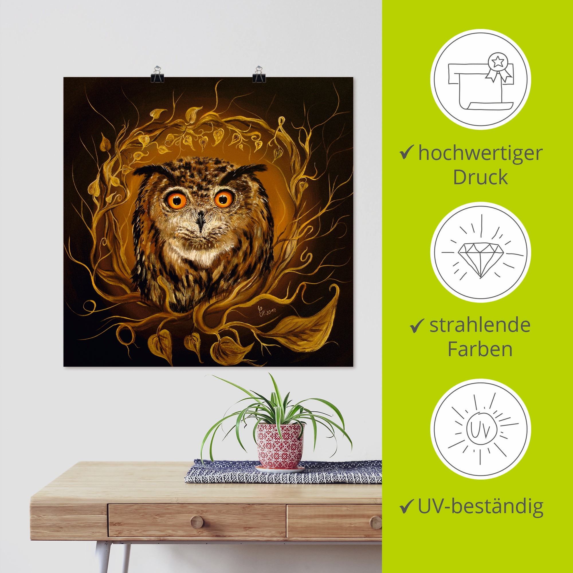 Artland Poster »Eule des Friedens« Vögel 1 Stk. tlg. ohne Rahmen