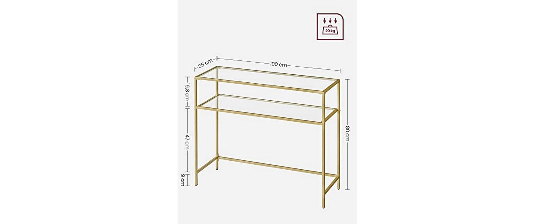 VASAGLE Konsolentisch »100 x 35 x 80 cm, Goldfarben«