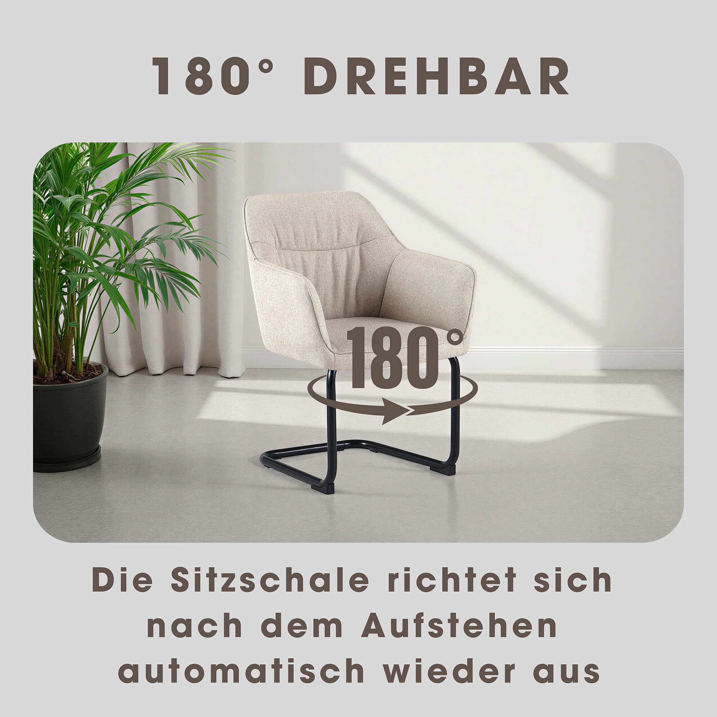 GOODproduct Chaise cantilever »Elba« (Set) 2 cuisgemütlicher Stuhl / Sessel, 180 Grad drehbar, Auto Return, Webstoff