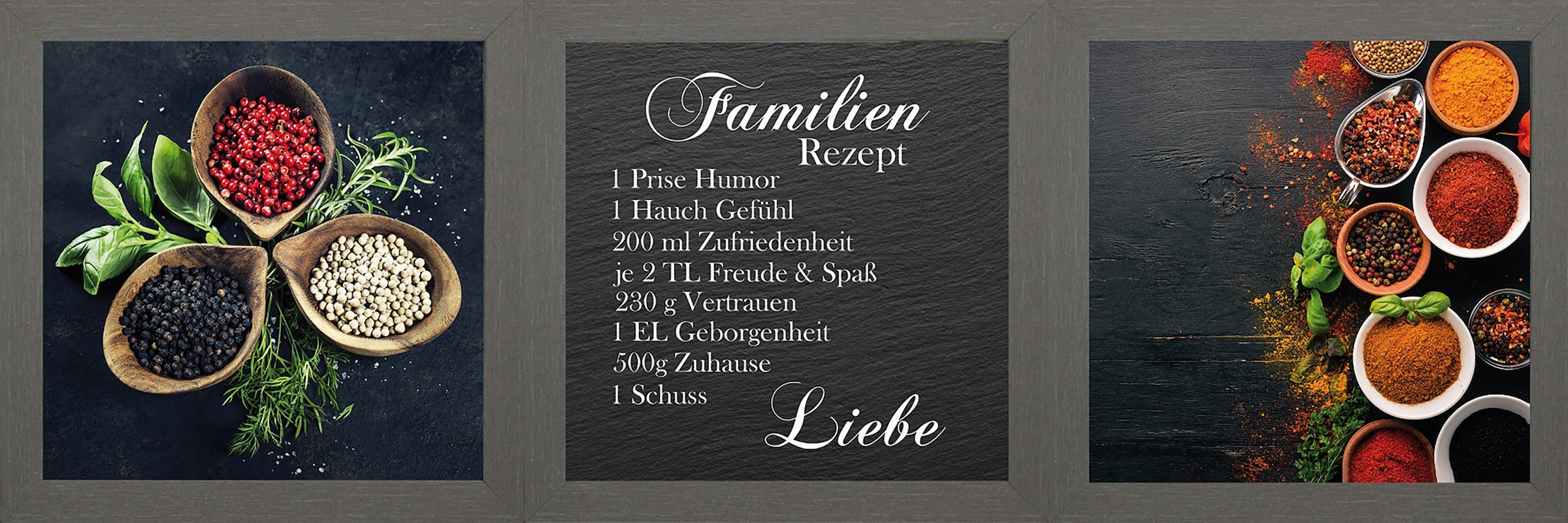 Image of Bönninghoff Bild mit Rahmen "Gewürze" Gewürze Set, 3 Stk. tlg. BxH: 23x23 cm
