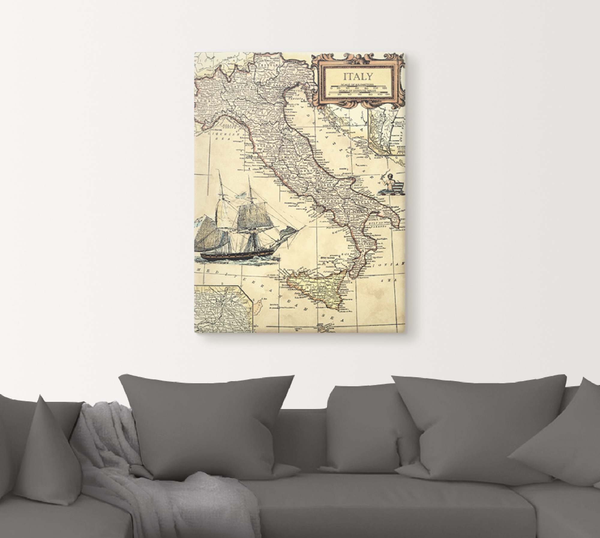 Artland Wandbild »Italienkarte«, Landkarten, (1 St.), als Leinwandbild, Poster in verschied. Grössen