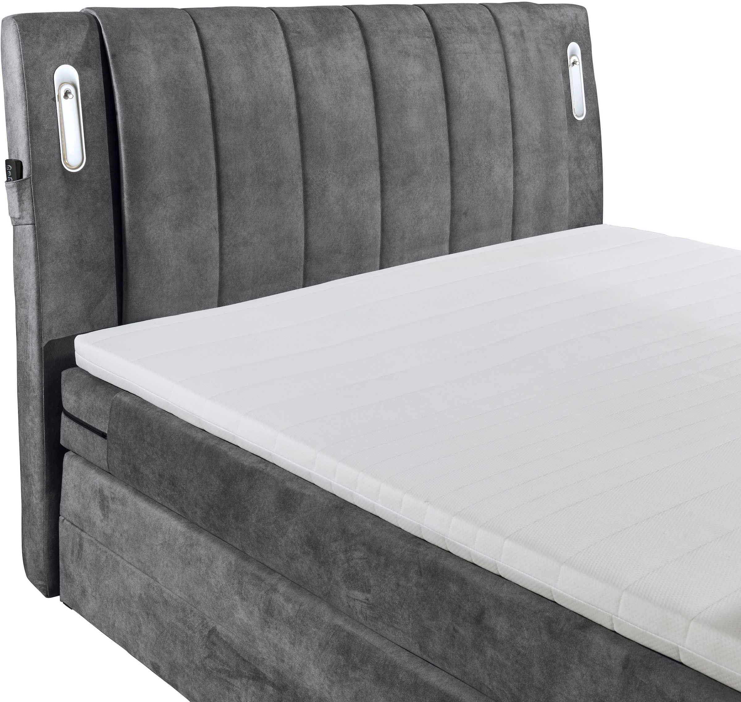 ED EXCITING DESIGN Lit boxspring »Dallas« 7 cuis tlg. inkl. Topper, LED-Beleuchtung, TV Halterung und zwei Bettkästen