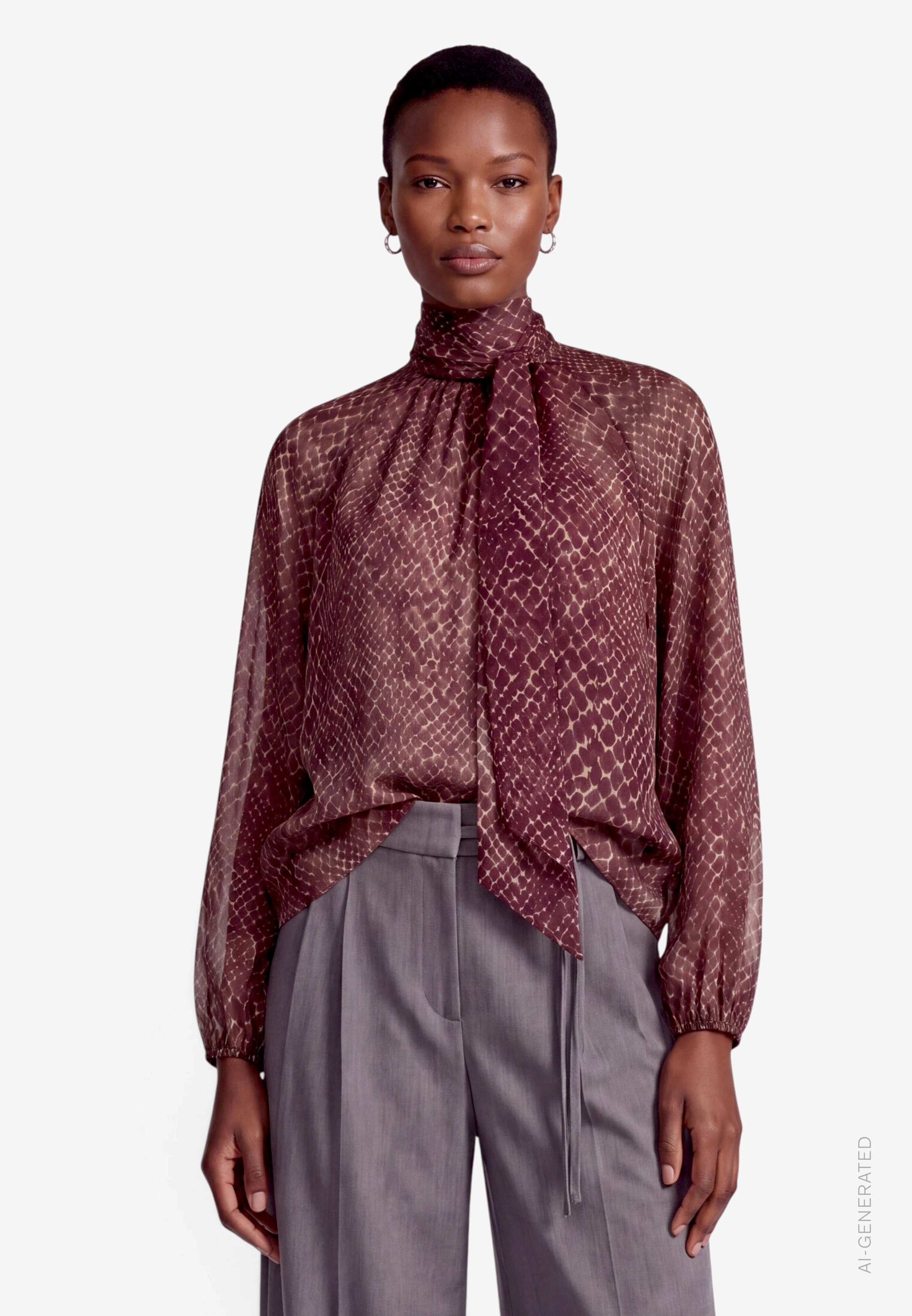 Image of Zero Langarmbluse Schluppenbluse mit Animalprint