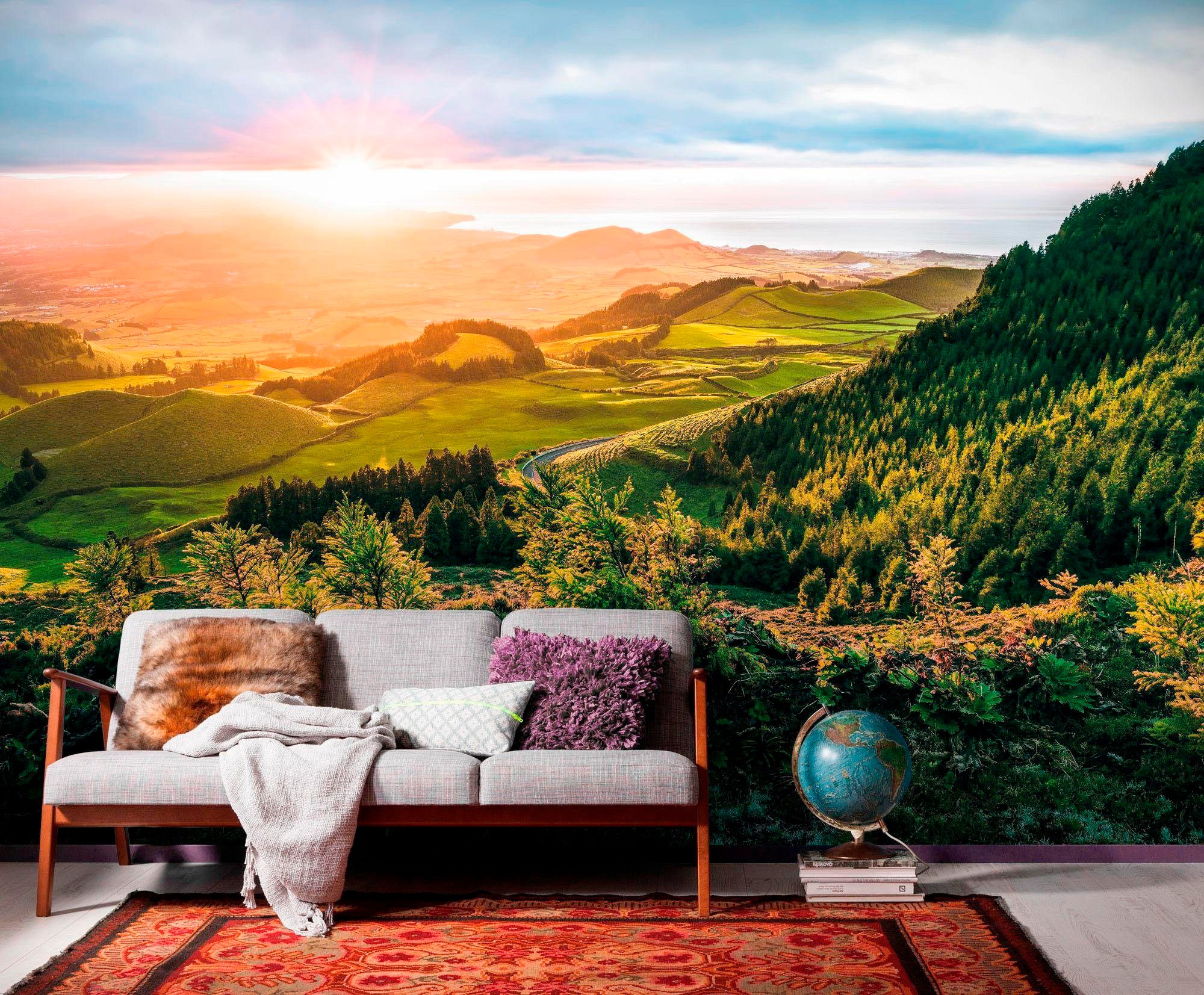 Komar Vliestapete »Digitaldruck Vlies - Paradise Island - Grösse 400 x 250 cm«, bedruckt, Wohnzimmer, Schlafzimmer