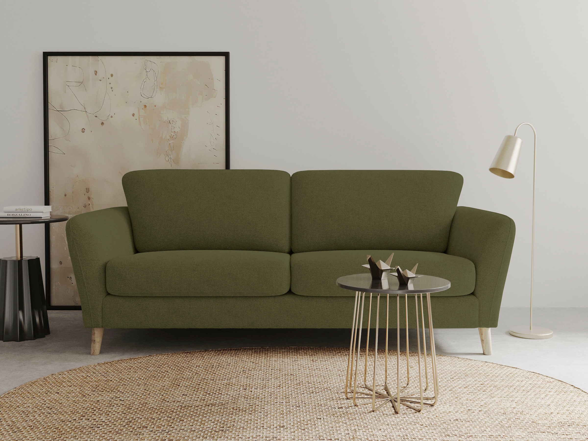 GOODproduct 3-Sitzer »MARSEILLE 3er Sofa 206 cm, Cord, Flachgewebe, Struktur, Webstoff« mit Massivholzbeinen aus Eiche, verschiedene Bezüge und Farbvarianten