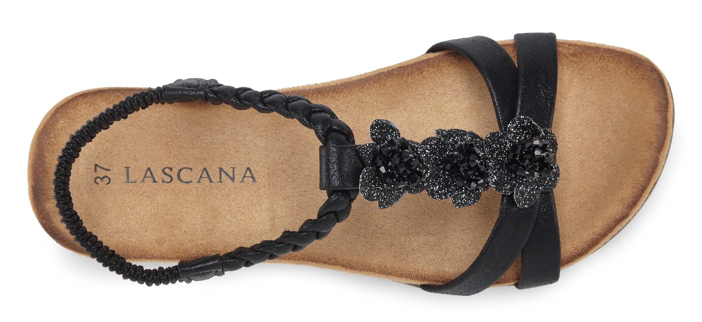 LASCANA Sandale »Sommerschuh, Sandalette, offener Schuh,«  avec élégants strass et lanière élastique