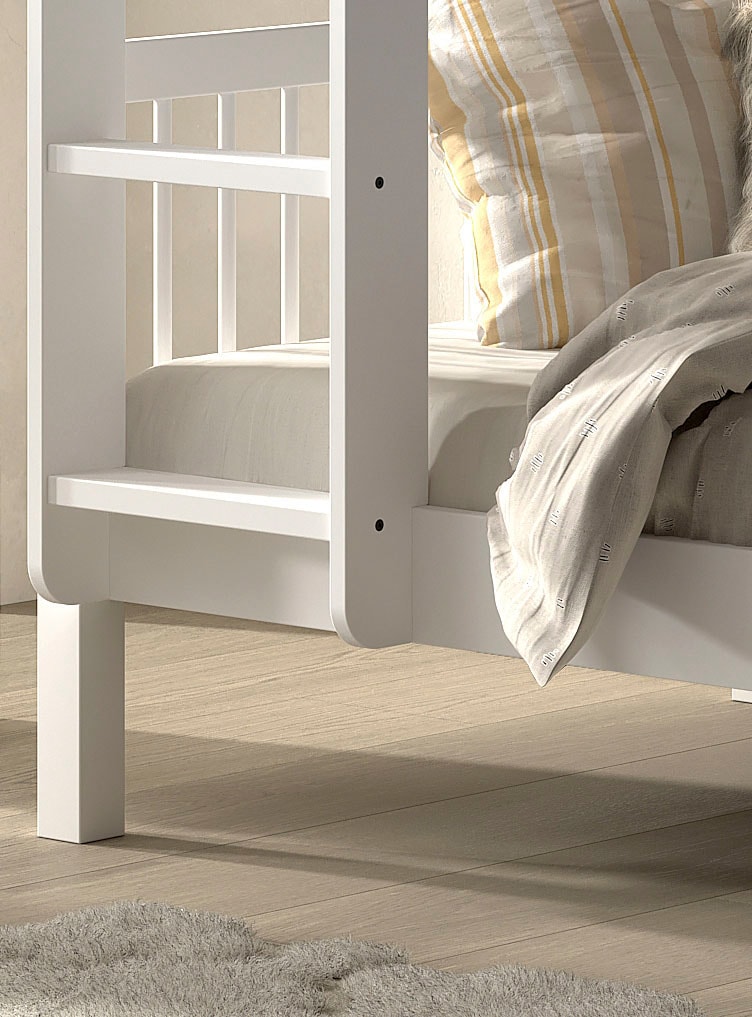 Vipack Etagenbett »Buche massiv weiss, Made in Europe, langlebige Qualität« B/H/T ca. 208x176x98cm, inkl. Leiter, Absturzschutz oben umlaufend,  2 Lattenroste, wahlweise mit oder ohne Bettschublade