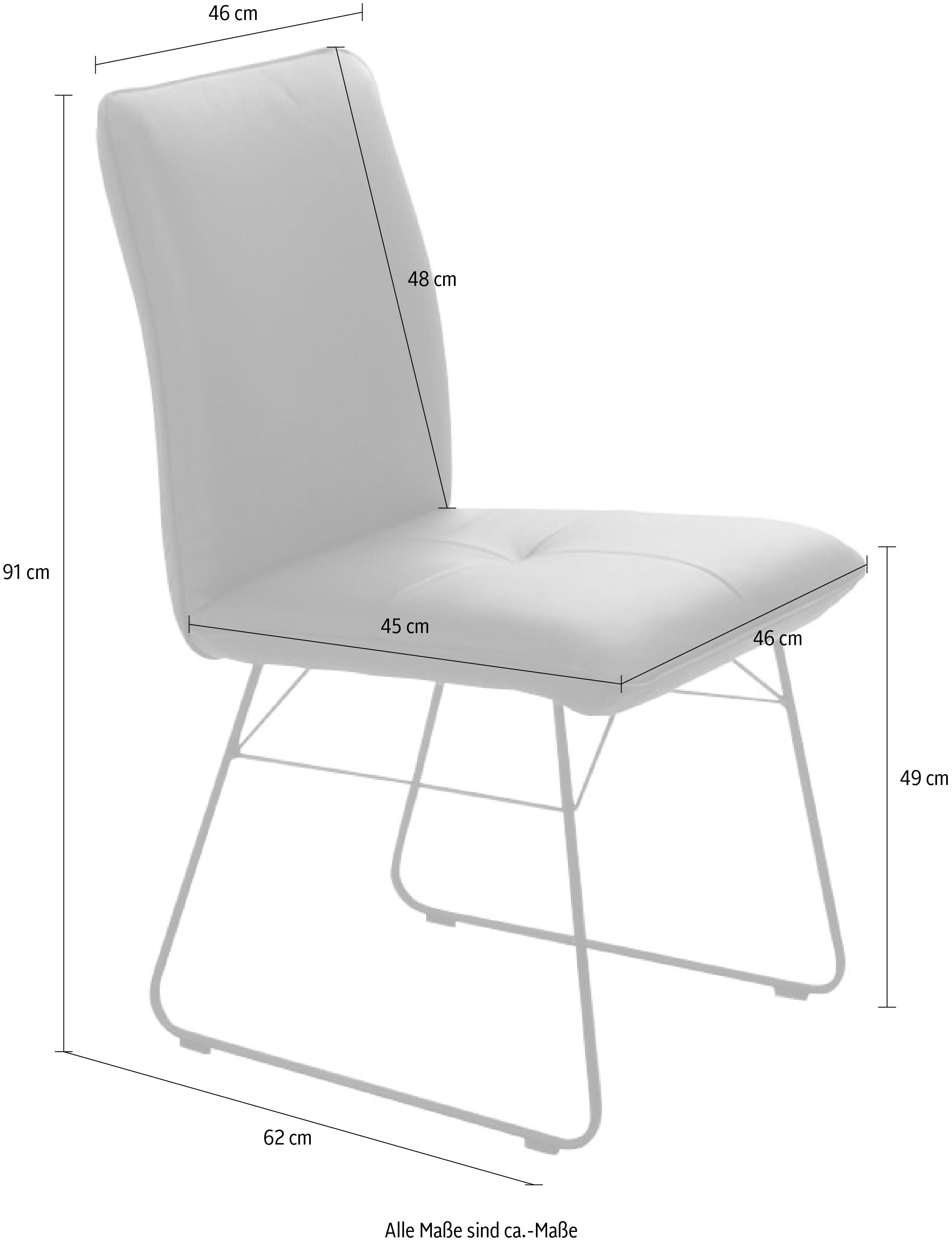 K+W Komfort & Wohnen Chaise à patins () 1 cuisarmature en métal noir, poignée au dos, matelassage sur l'assise