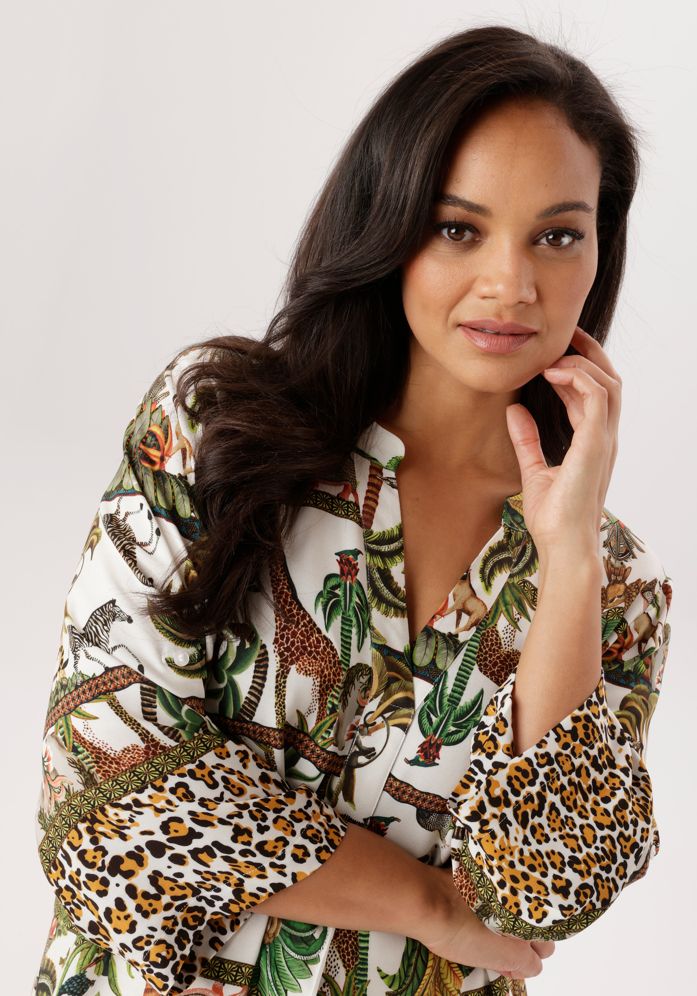 Aniston PLUS Robe chemisier mit farbenfrohem Safari Print - NEUE KOLLEKTION