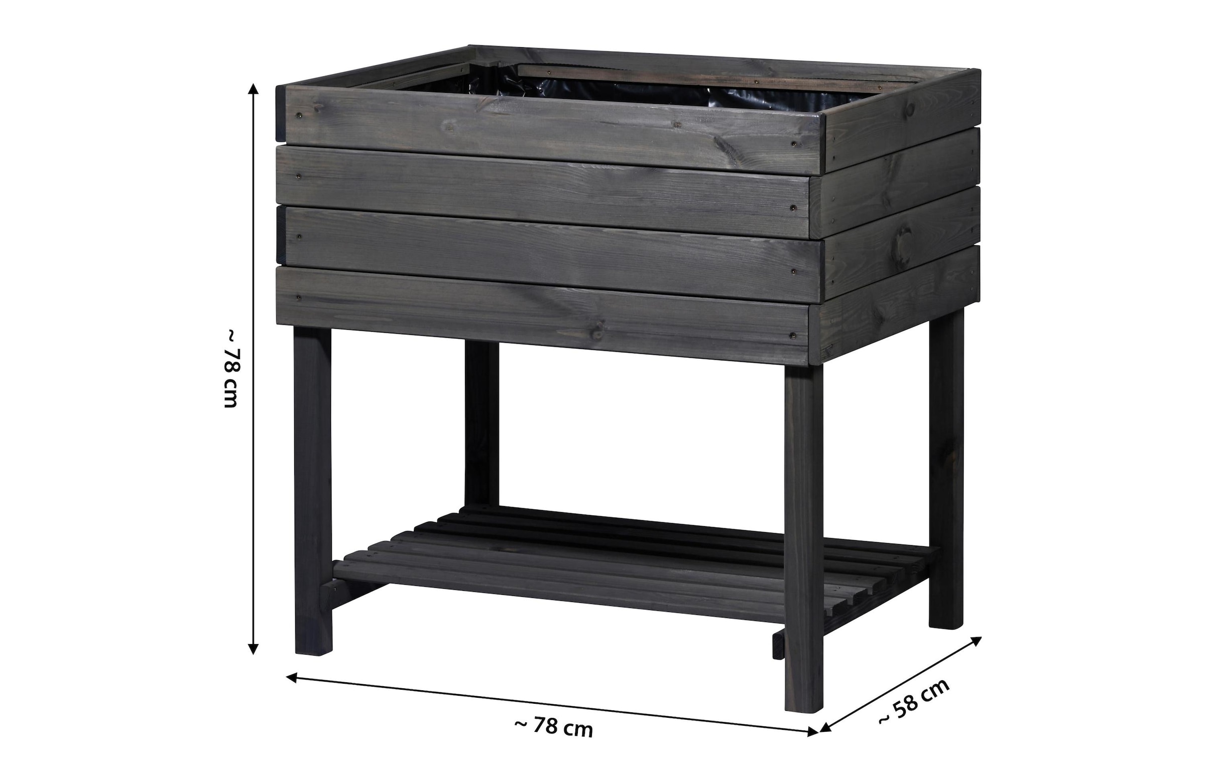 dobar Hochbeet »Kubus 2.0 mit Ablage und Pflanzfolie«