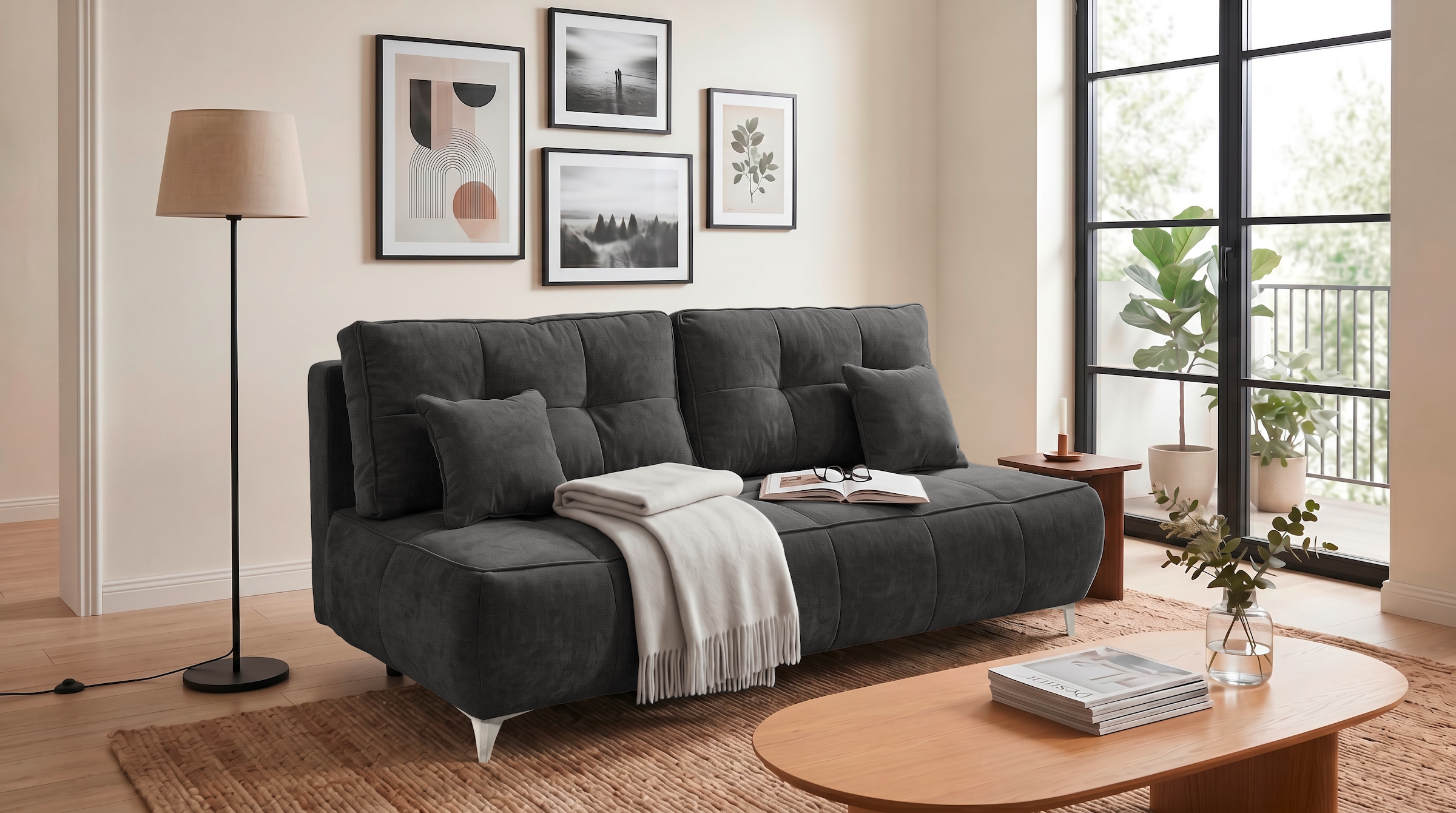 ED EXCITING DESIGN Schlafsofa »Elisa Liftbeschlag, einfache Verwandlung vom Sofa zum Bett, B. 215cm«