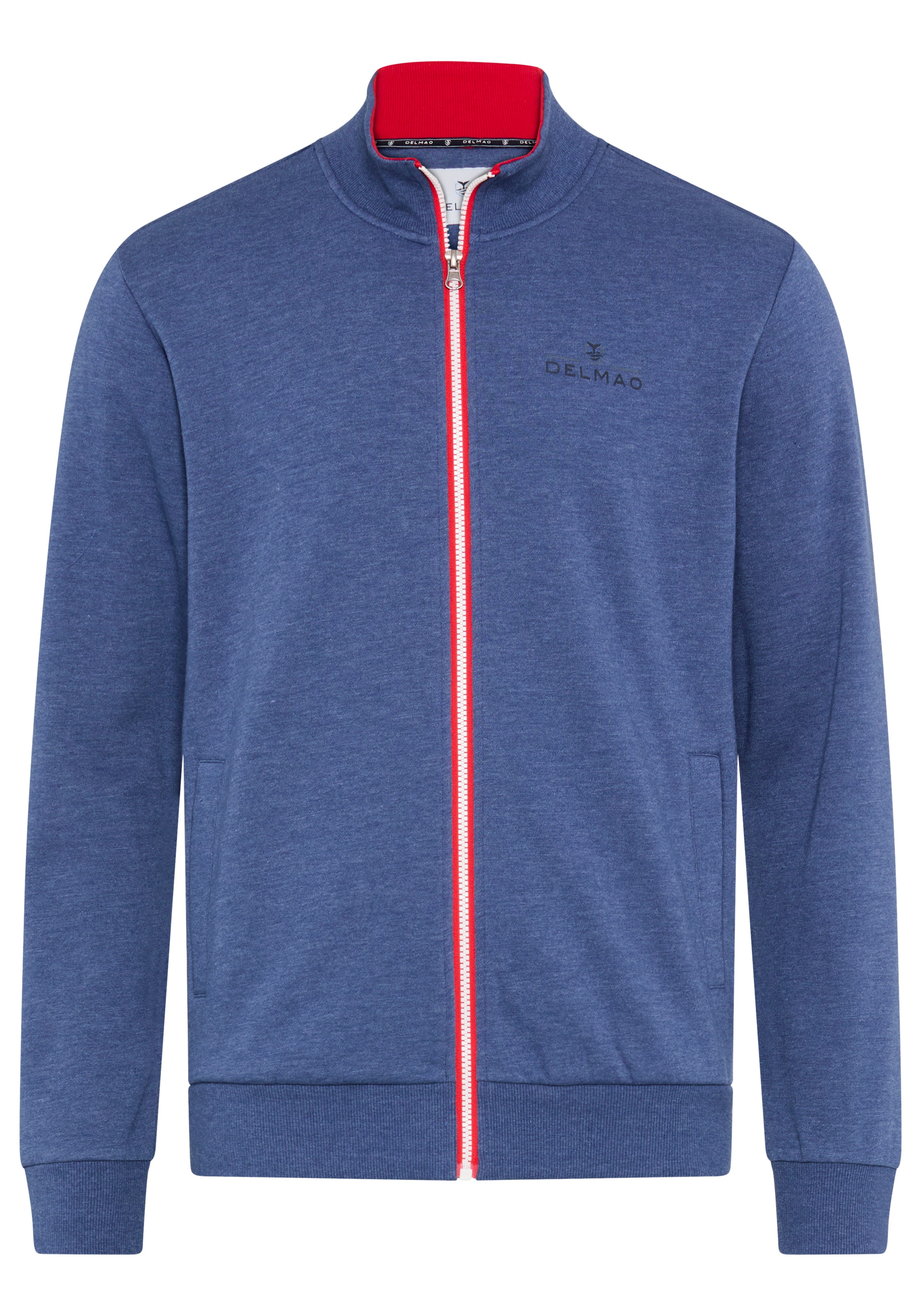 DELMAO Sweatjacke mit Reissverschluss, hochschliessender Kragen, Langarm