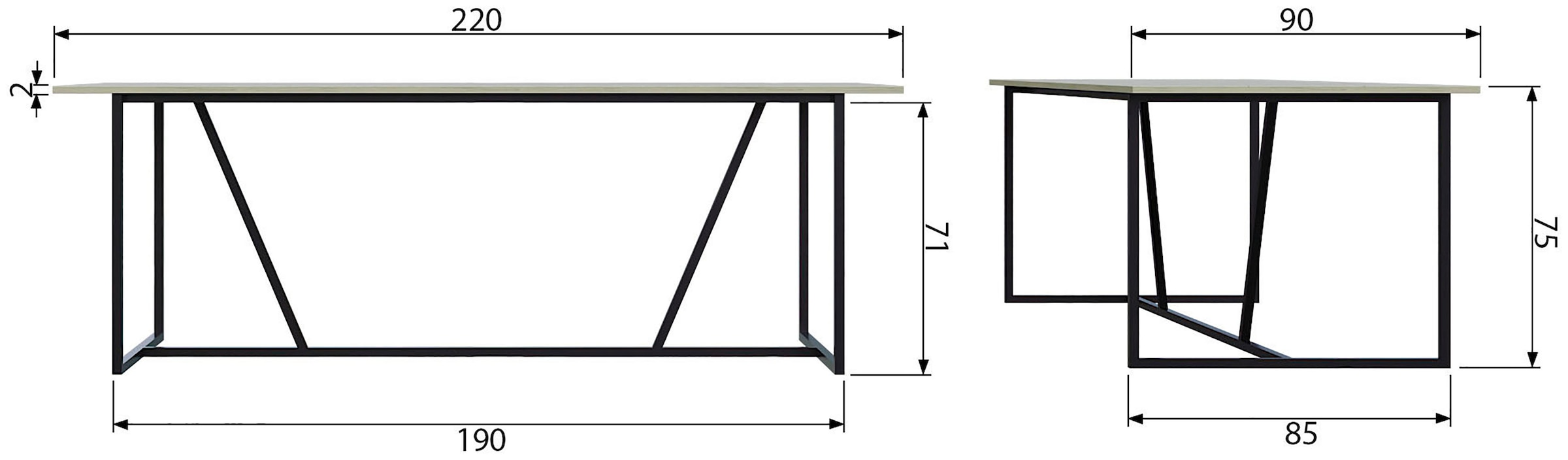 WOOOD Esstisch »Silas« rechteckige Form, Holz teilmassiv, H 75 cm x B 220 cm