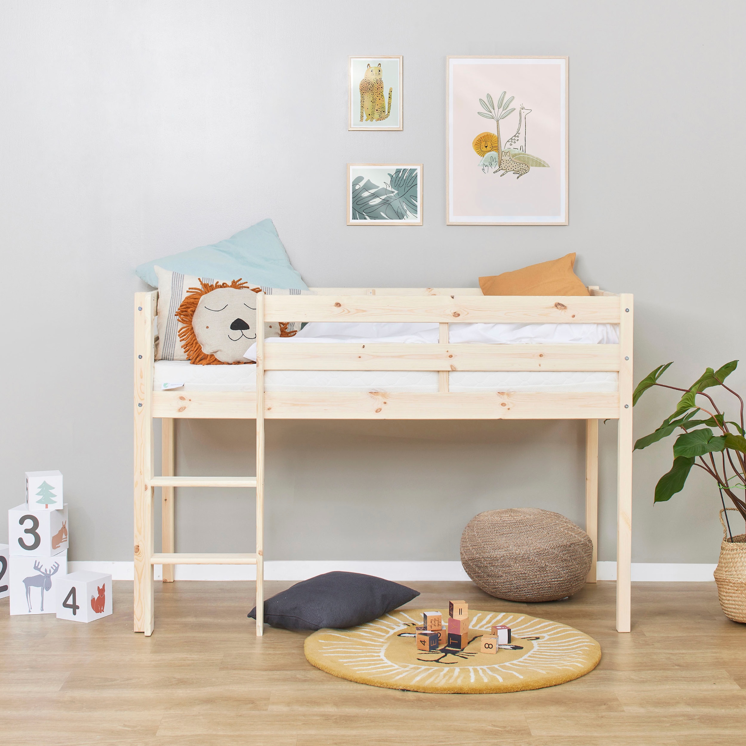 Hoppekids Spielbett »ECO COMFORT, Hochbett, in 2 Einzelbetten teilbar«, Höhe 72cm, Farbe & Grösse & Matratze