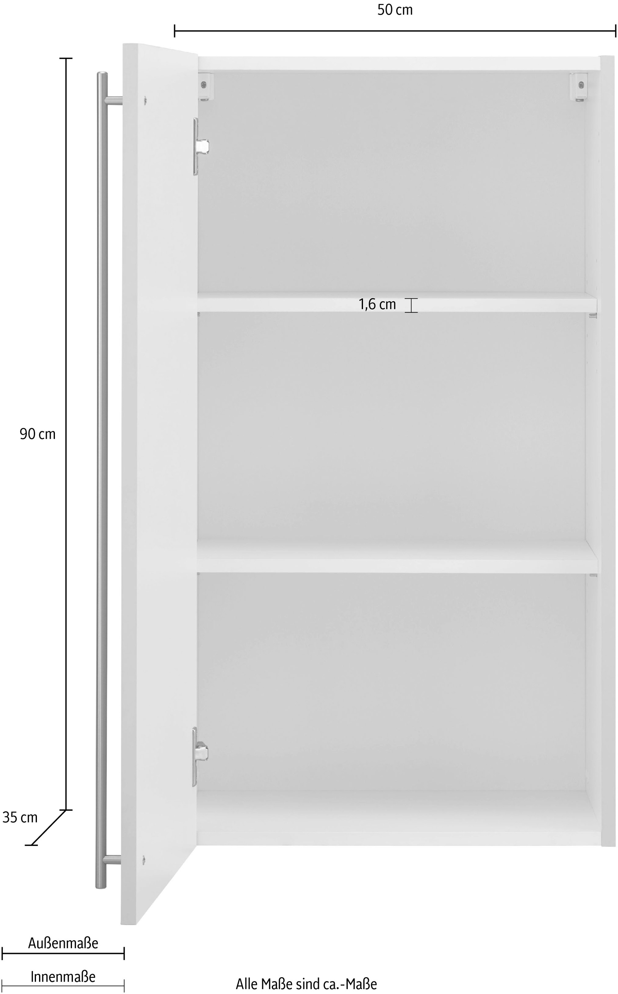 wiho Küchen Hängeschrank »Chicago«, 50 cm breit, 90 cm hoch, für viel Stauraum