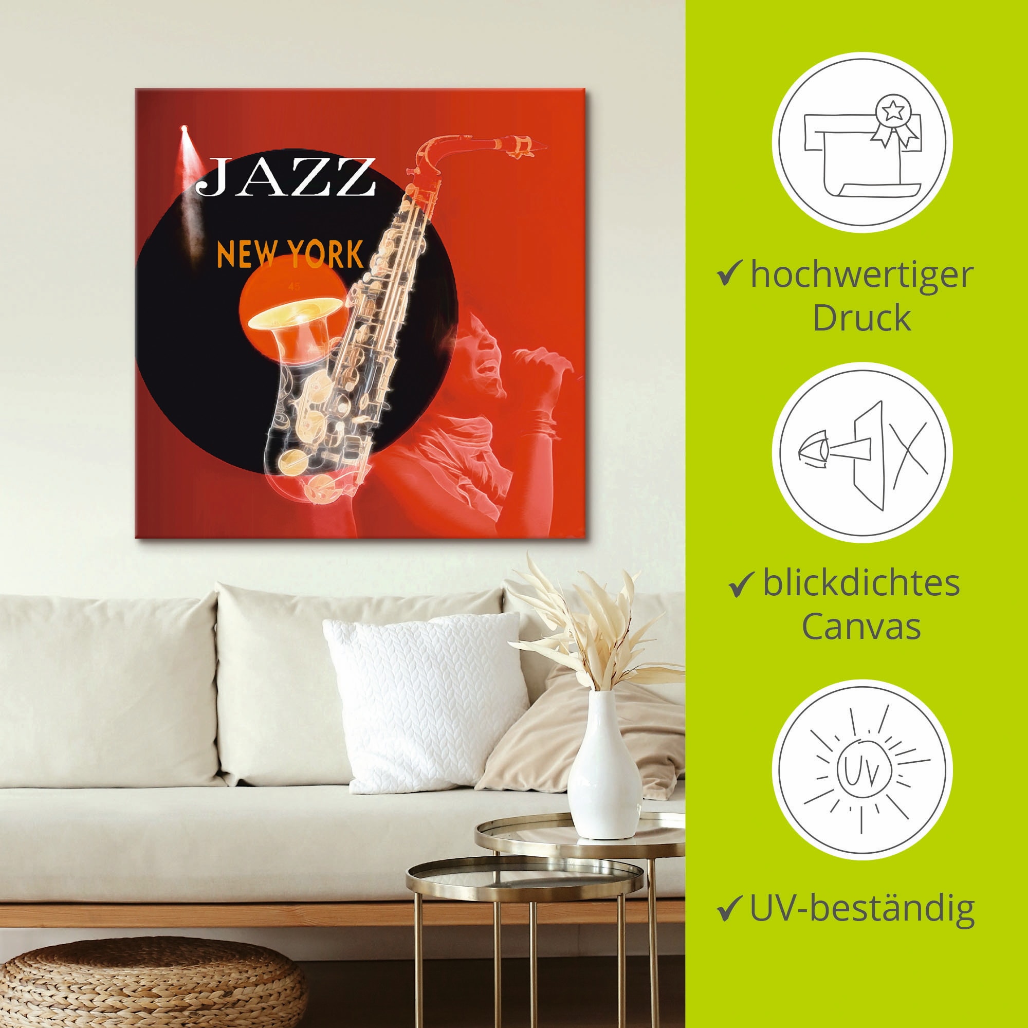 Artland Tableau sur toile »Musik abstrakte Collage« Instruments 1 cuis tlg. tendu sur cadre en bois