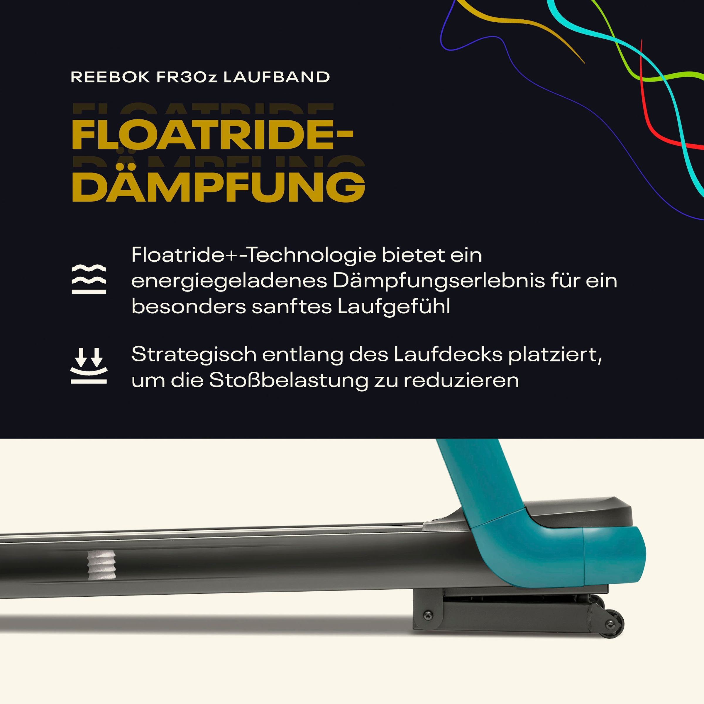 Reebok Laufband »FR30z Floatride«, (mit integriertem Ventilator und Tablet-Halterung), Bluetooth-Schnittstelle