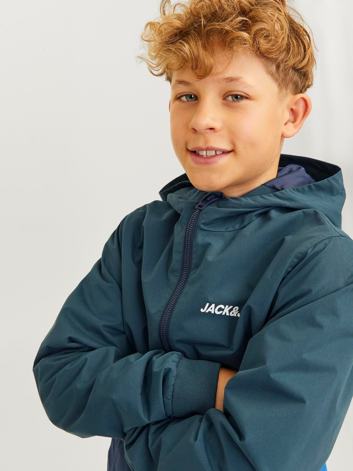 Jack & Jones Junior Outdoorjacke »JJERUSH wasserabweisend, mit Kapuze, mattes Finish«, mit Kapuze, colorblocking, modisch, regular fit, Kapuze