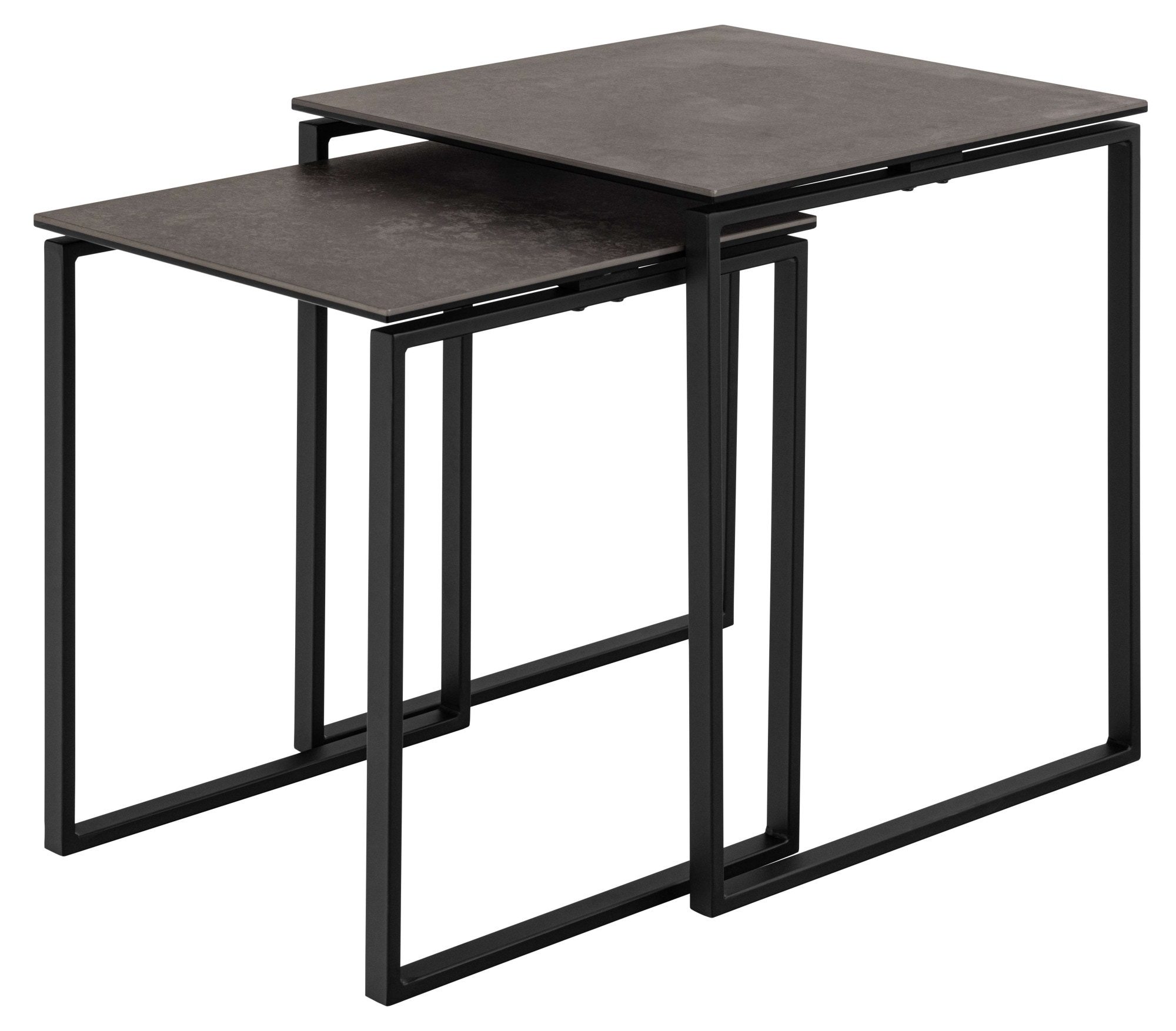 ACTONA GROUP Couchtisch »Katrine, 2er-Set, Kaffetisch, Keramik-Tischplatte, modern, Scandi« Set, Set aus 2 Couchtischen, 2 Stk. tlg. Quadratisch, robustes schwarzes Stahlgestell, B: 50 x T: 50 cm