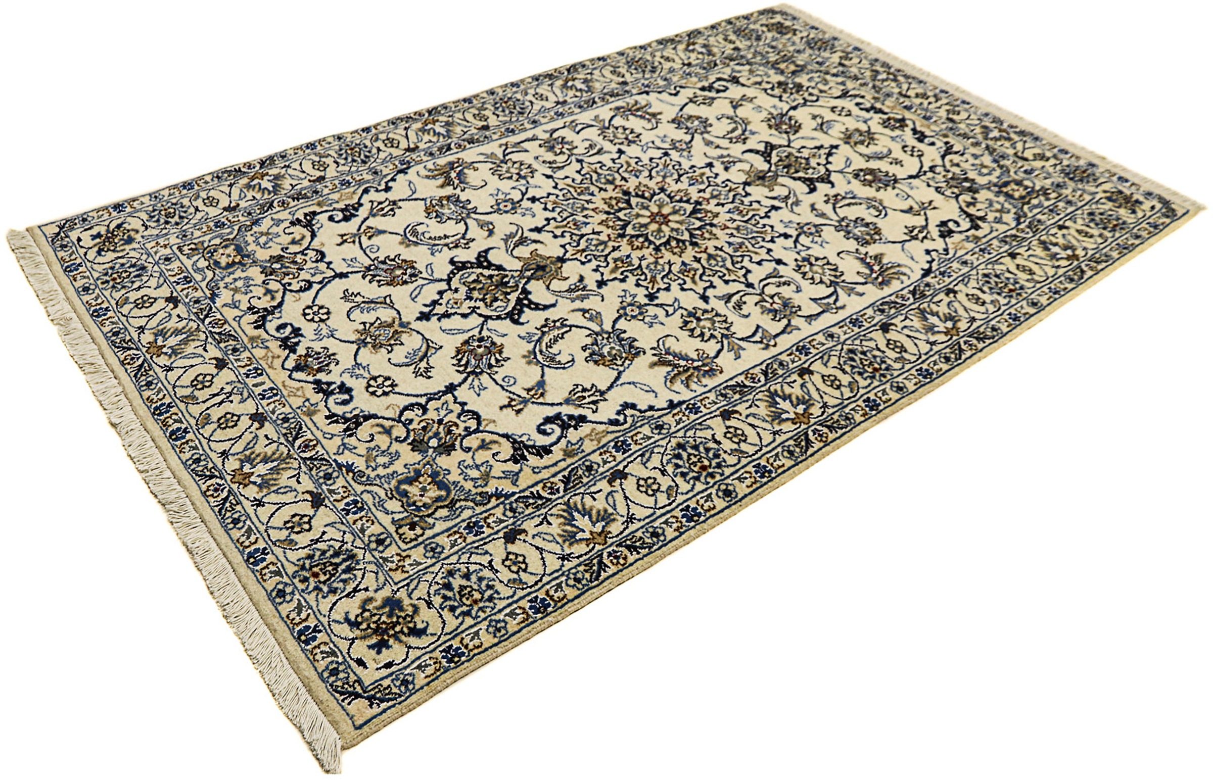 Image of morgenland Orientteppich »Perser - Nain - 201 x 125 cm - beige«, rechteckig, 12 mm Höhe, Wohnzimmer, Handgeknüpft, Einzelstück mit Zertifikat bei Ackermann Versand Schweiz