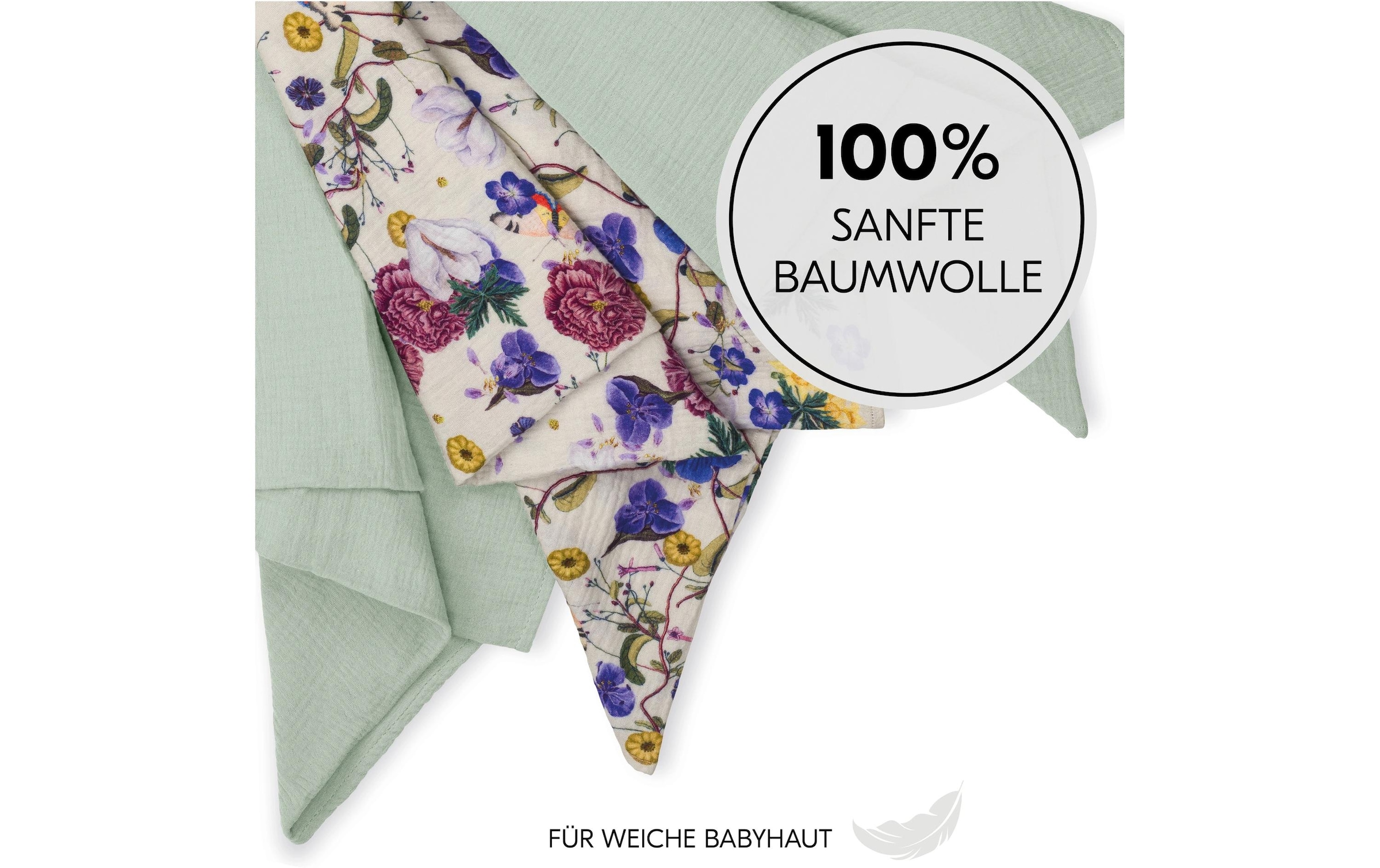 Hauck Doudou »Cuddle N Clean 3Set Sage-Beige-Floral« 3 tlg.