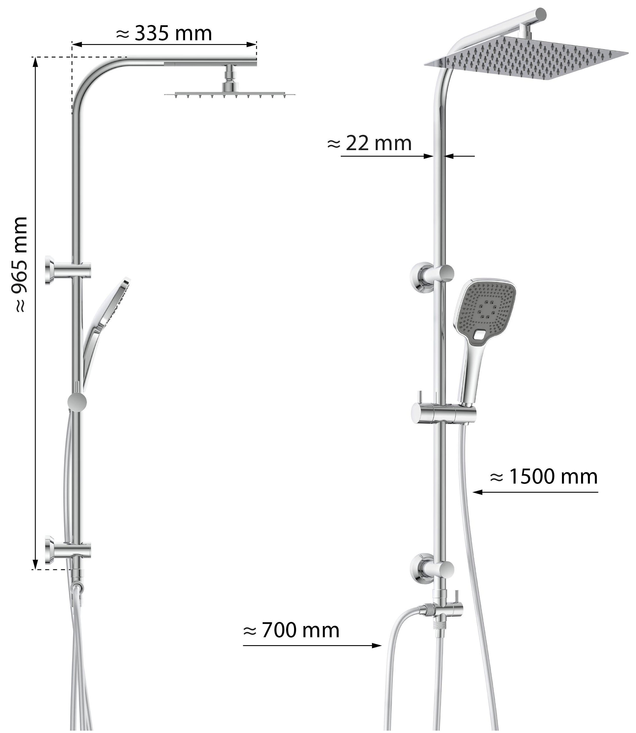 Eisl Duschsystem »EASY DELUXE« Regendusche, Antikalk, höhenverstellbar, inkl. Duschabzieher