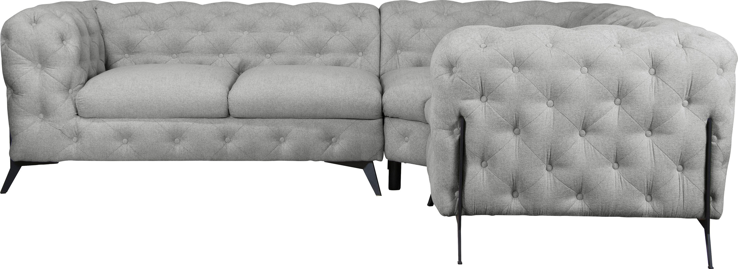 Leonique Chesterfield-Sofa »Amaury L-Form«, moderne Chersterfield-Optik, Breite 262 cm, Fussfarbe wählbar