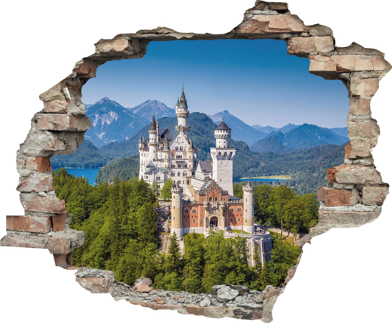 Image of queence Wandtattoo "Schloss" Wandsticker, Wandbild, selbstklebend, 3D, Wanddurchbruch