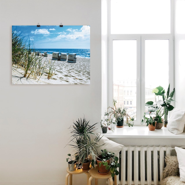 Artland Wandbild »Hinter den Dünen«, Strand, (1 St.), als Leinwandbild,  Wandaufkleber oder Poster in versch. Grössen