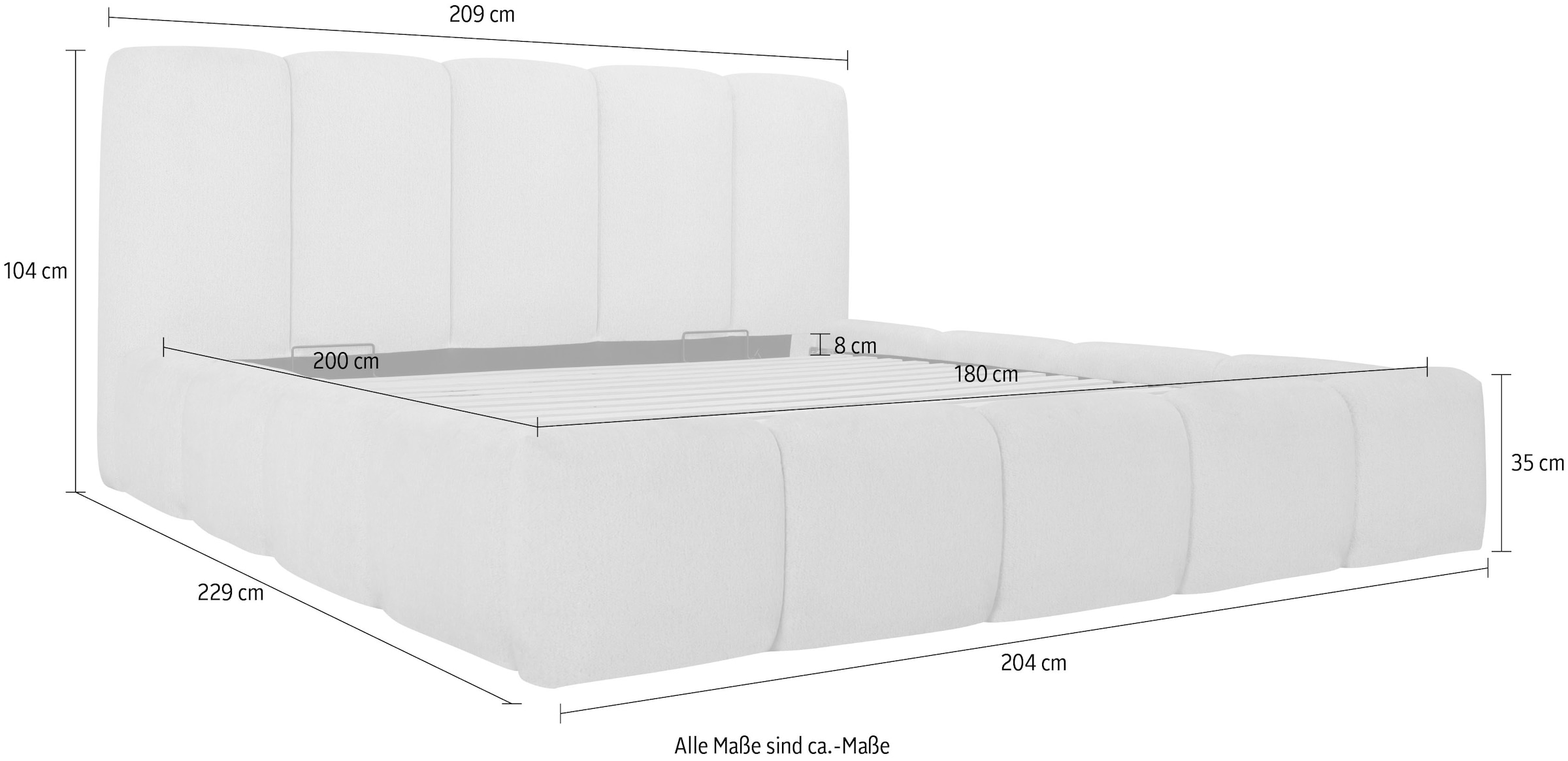Home affaire Lit rembourré »MERLINDA in der Breite 180cm, inkl. Lattenrost und Bettkasten« gepolstertes Kopfteil und Rahmen, Bezug im Chenillecharakter