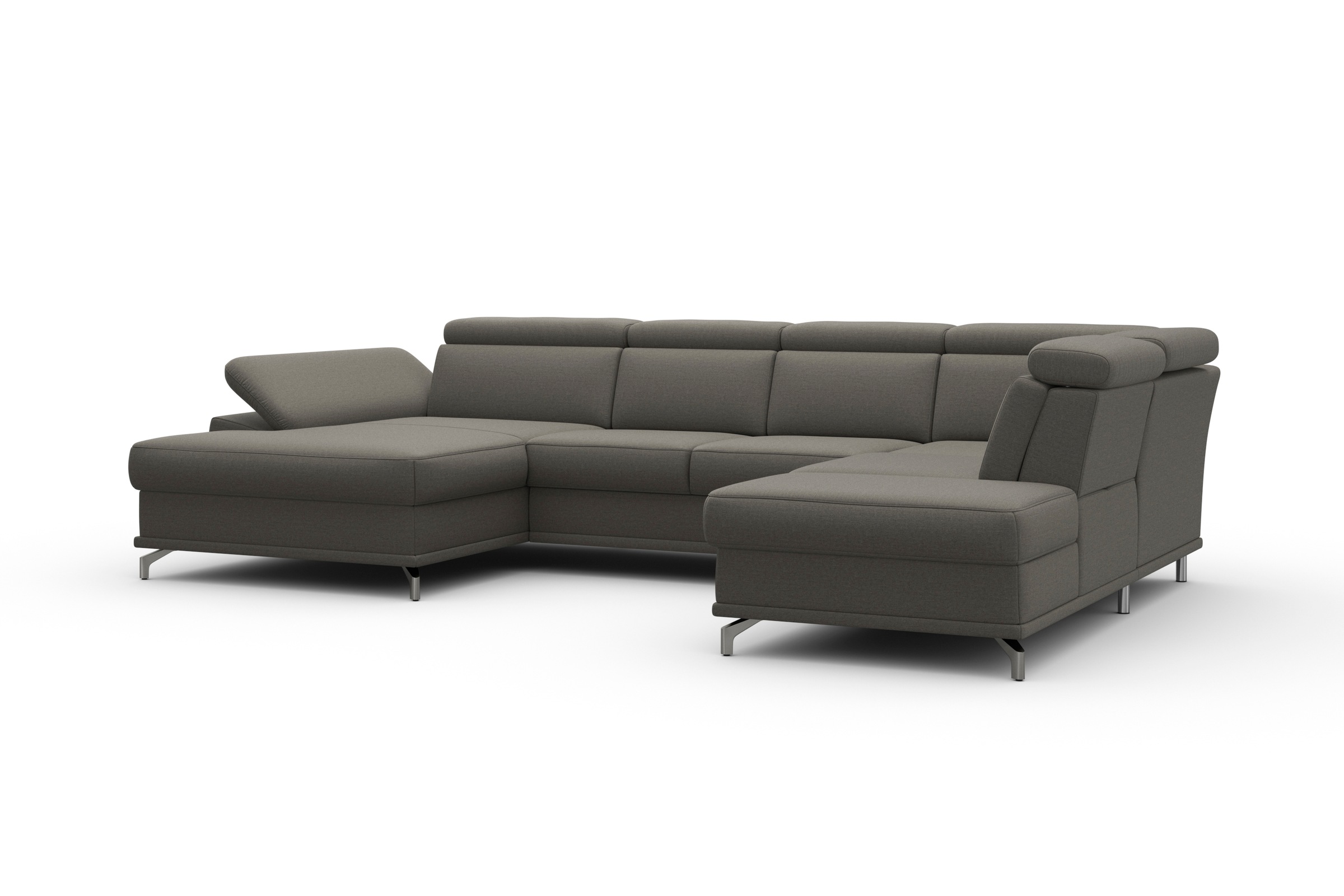 sit&more Wohnlandschaft »Cabrio U-Form, mit Sitztiefenverstellung, Arm- und Kopfteilverstellung«, 3 Nierenkissen, Federkern, optional Bettfunktion und Stauraum